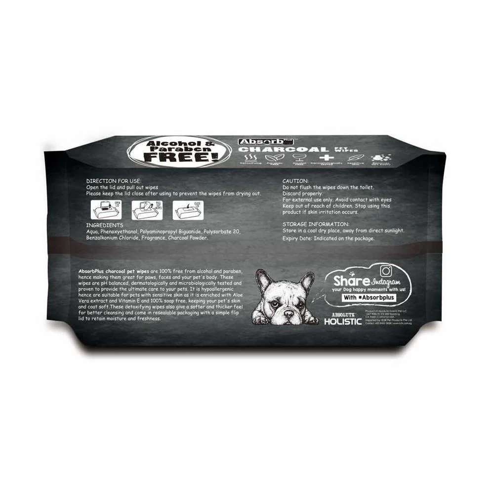Absorb Plus Charcoal Lemon Scented Pet Wipes 80 Pack - Image 3