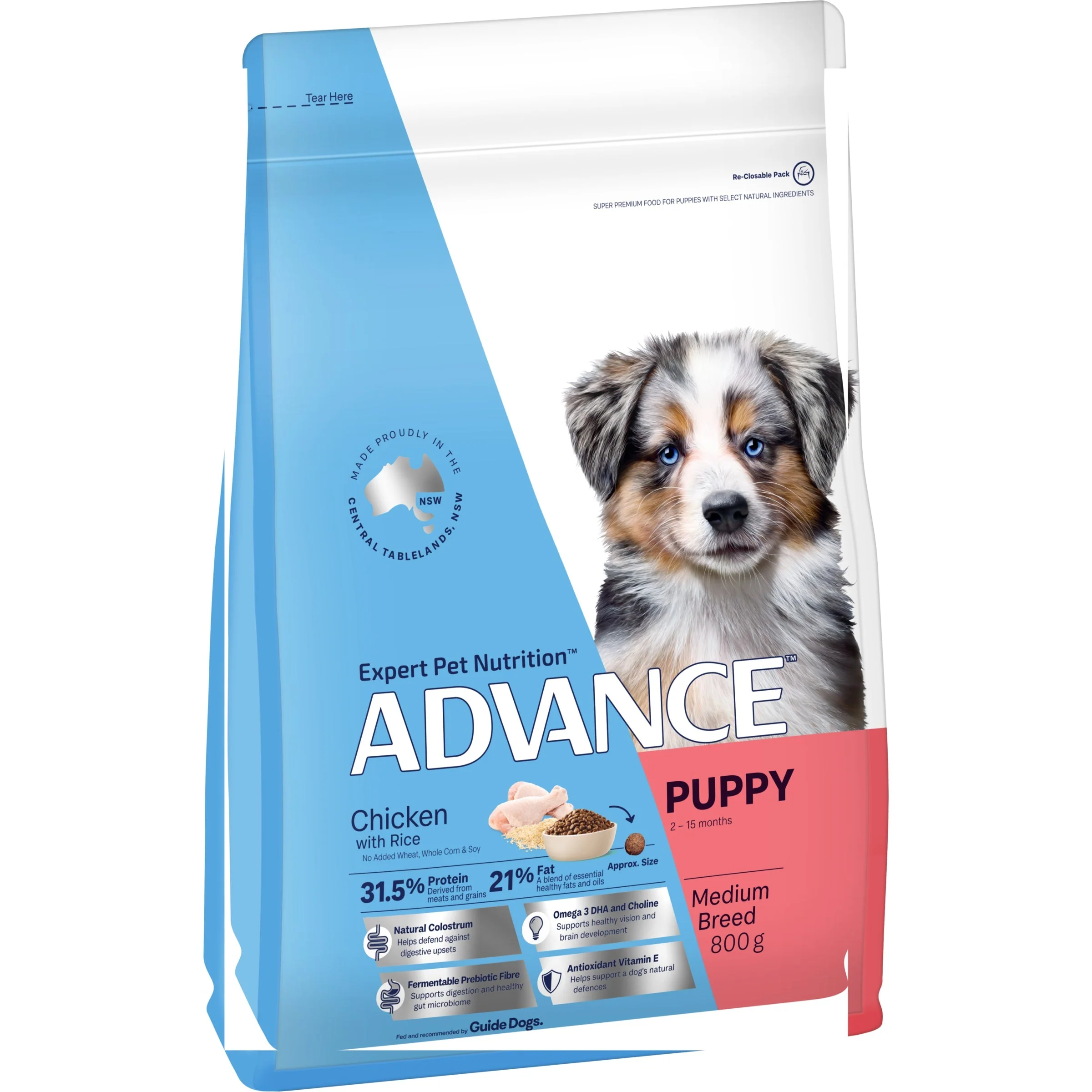 Advance Chicken and Rice Medium Breed Puppy Dry Food 800G - Image 3