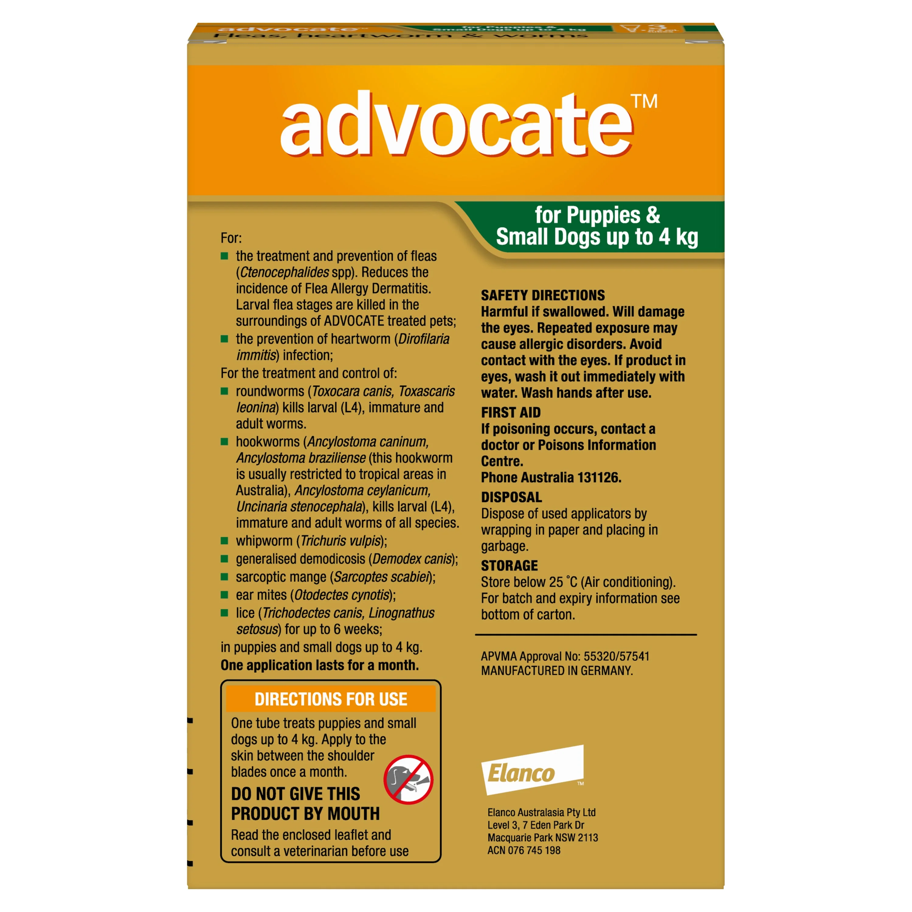 Advocate Flea Heartworm and Worm Treatment for Dogs 0-4kg Green 3 Pack - Image 3