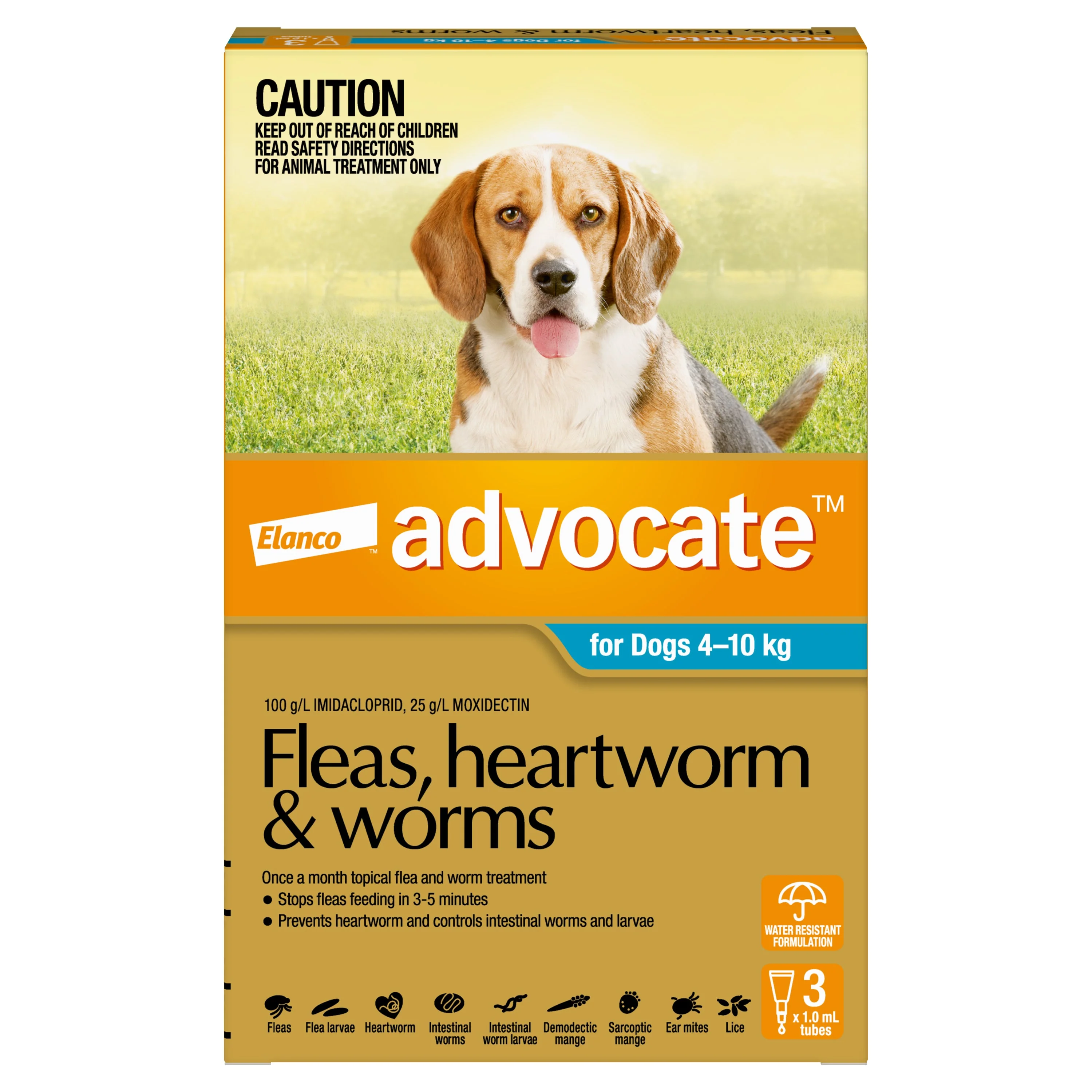 Advocate Flea Heartworm and Worm Treatment for Dogs 4-10kg Aqua 3 Pack - Image 2