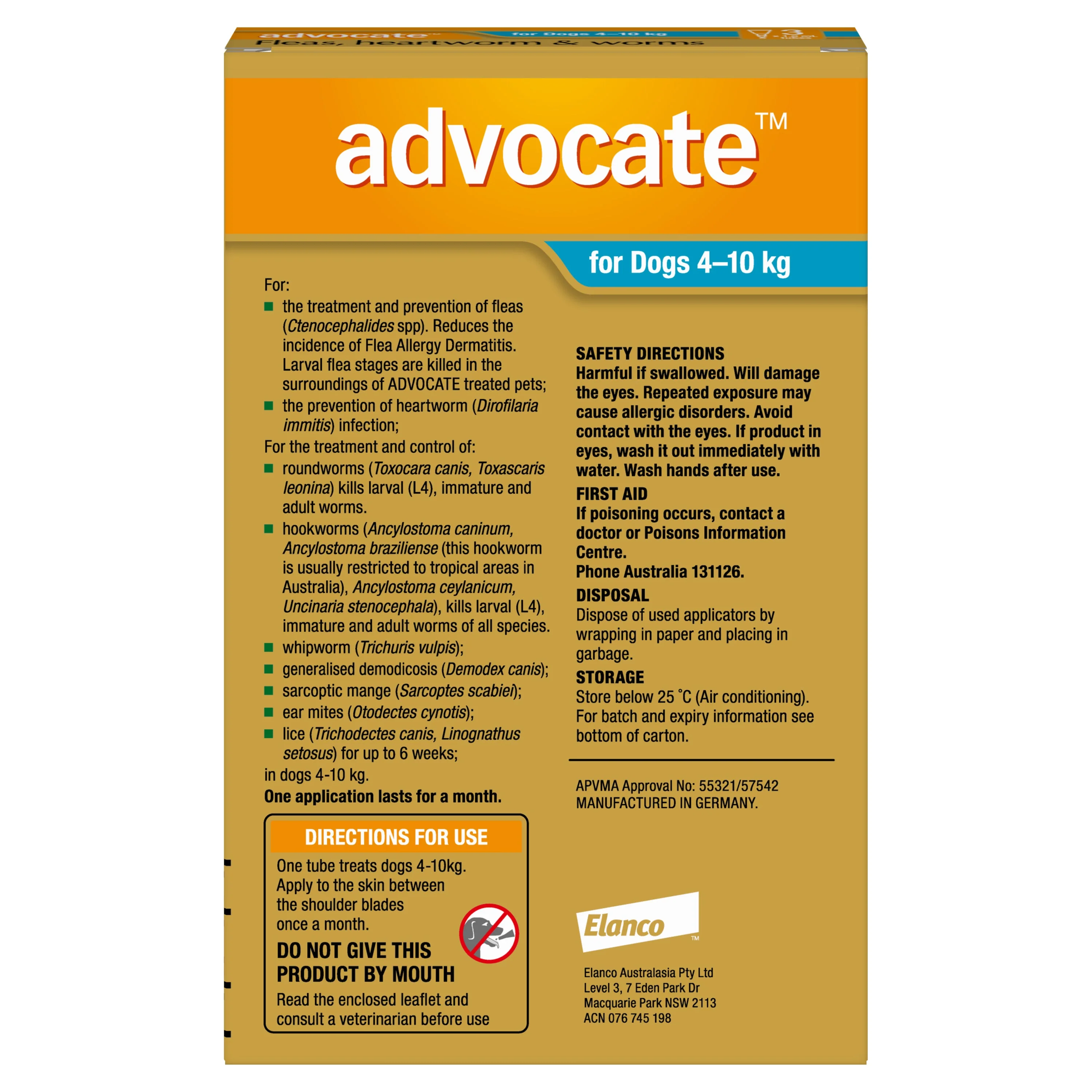 Advocate Flea Heartworm and Worm Treatment for Dogs 4-10kg Aqua 3 Pack - Image 3