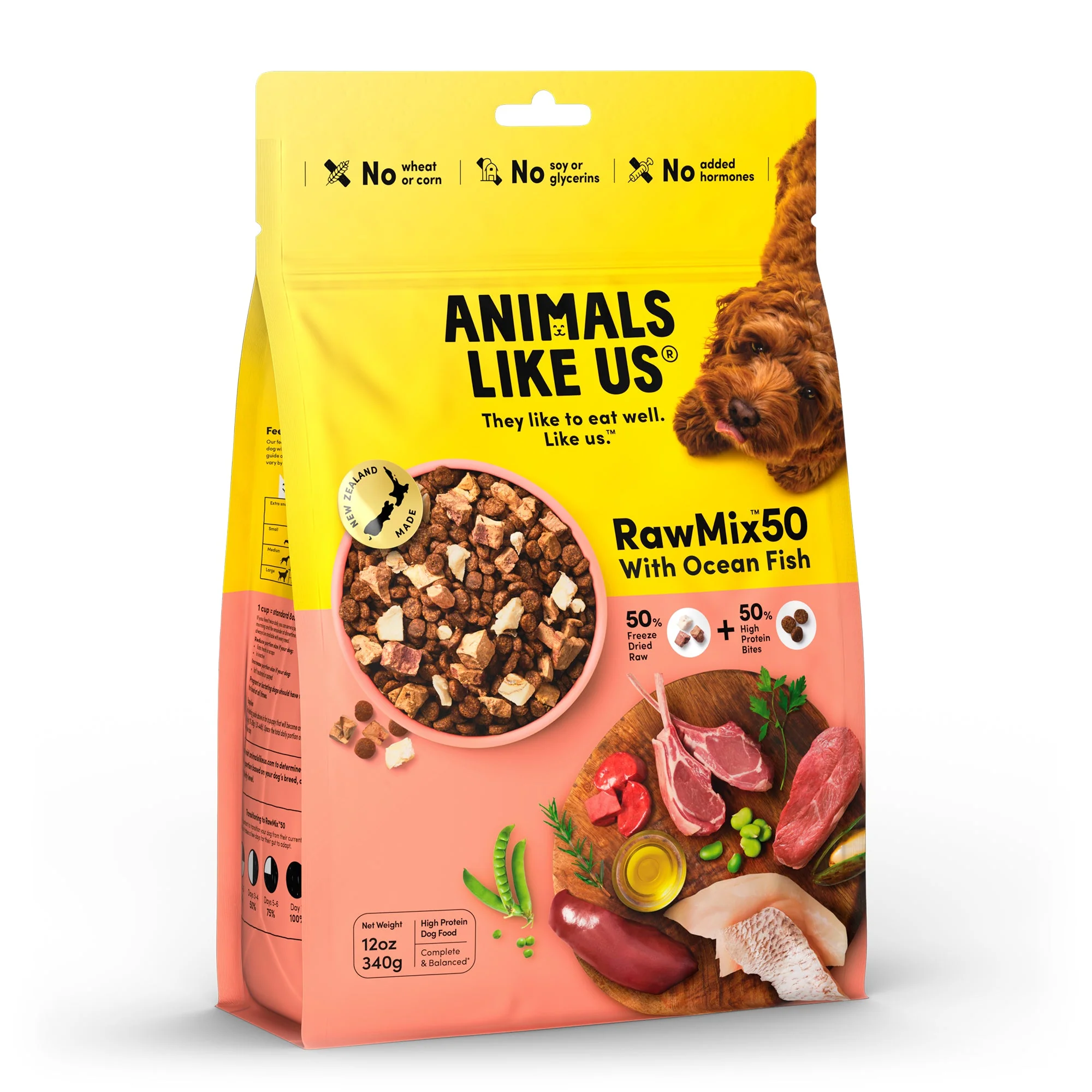 Animals Like Us RawMix50 with Freeze Dried Ocean Fish and Kibble Mix Dry Dog Food 340g - Image 4
