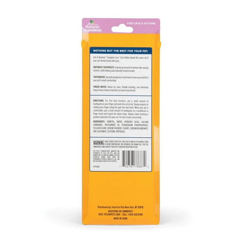 Arm & Hammer Complete Care Dental Kit for Cats - Toothbrush, Finger Brush and Toothpaste 70ml - Image 2