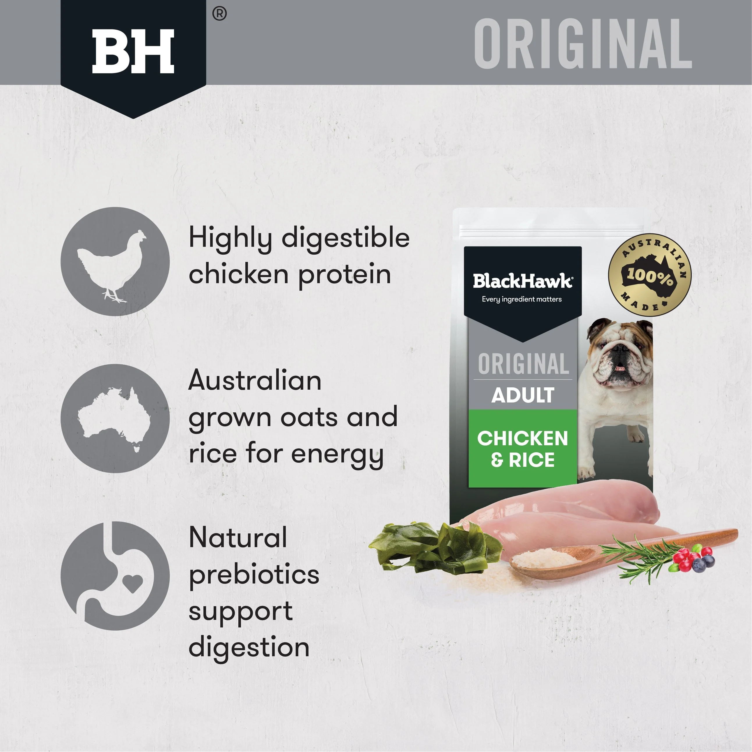 Black Hawk Original Chicken and Rice Dry Dog Food 10kg - Image 2