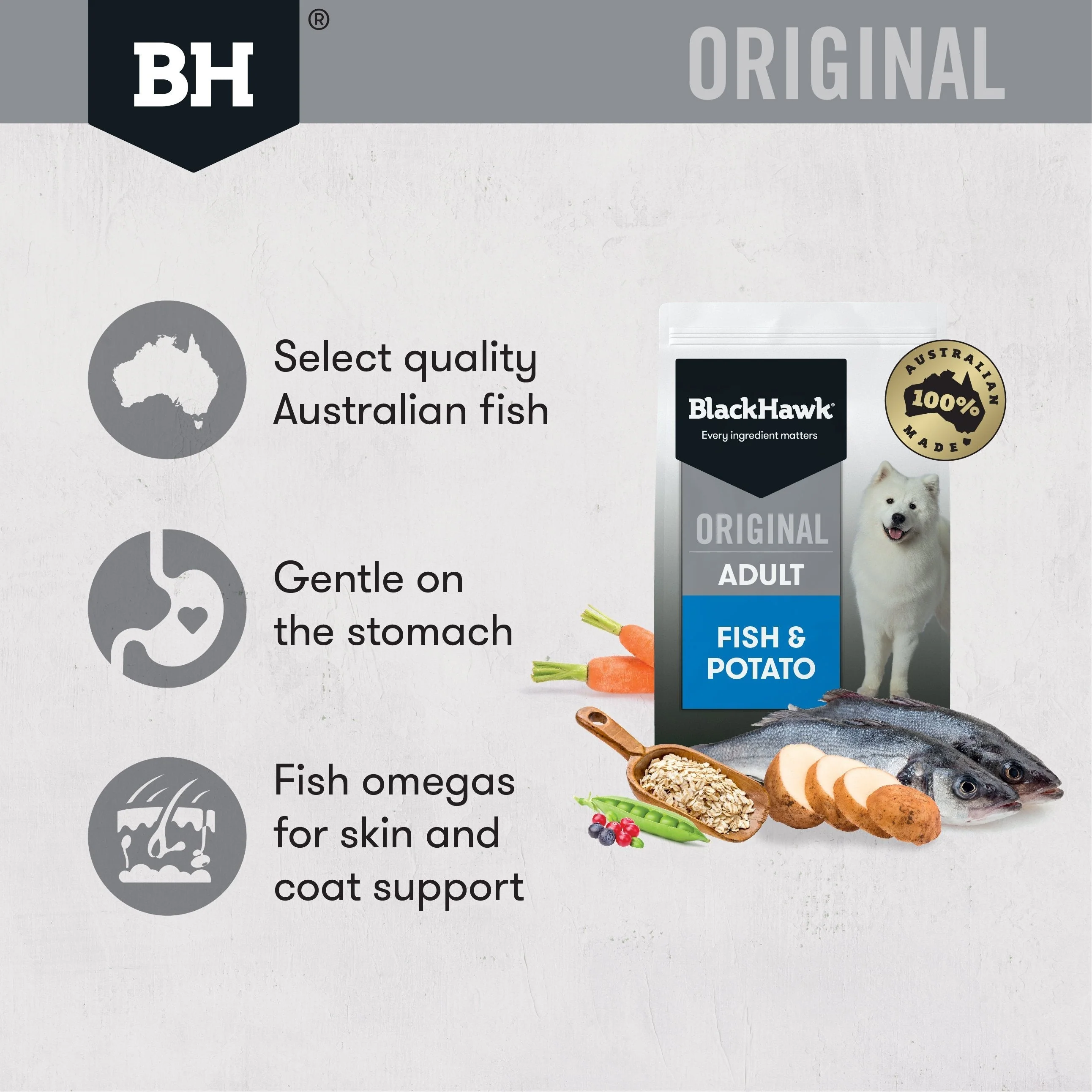 Black Hawk Original Fish and Potato Dry Dog Food 20kg - Image 2