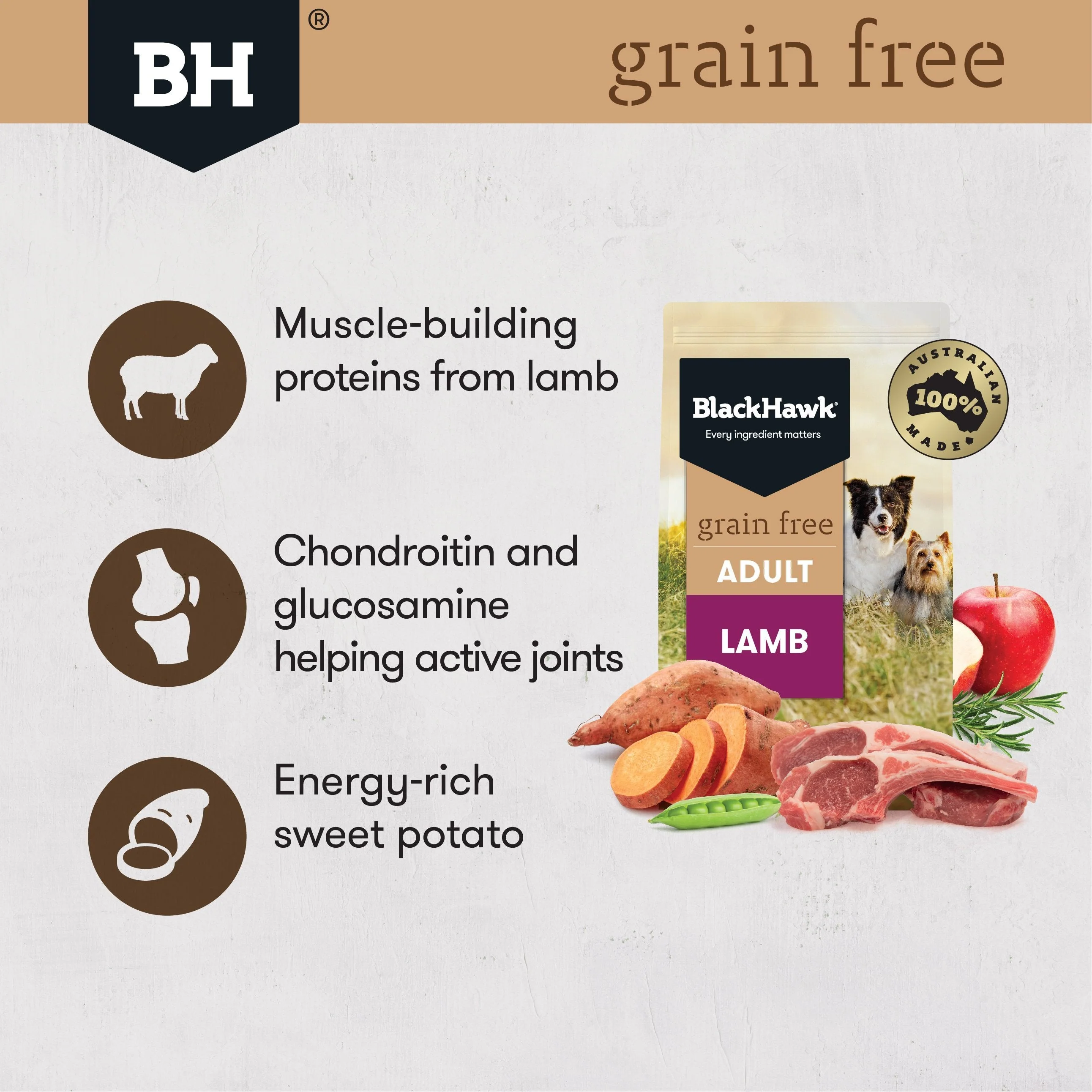 Black Hawk Grain Free Lamb Dry Dog Food 15kg - Image 2
