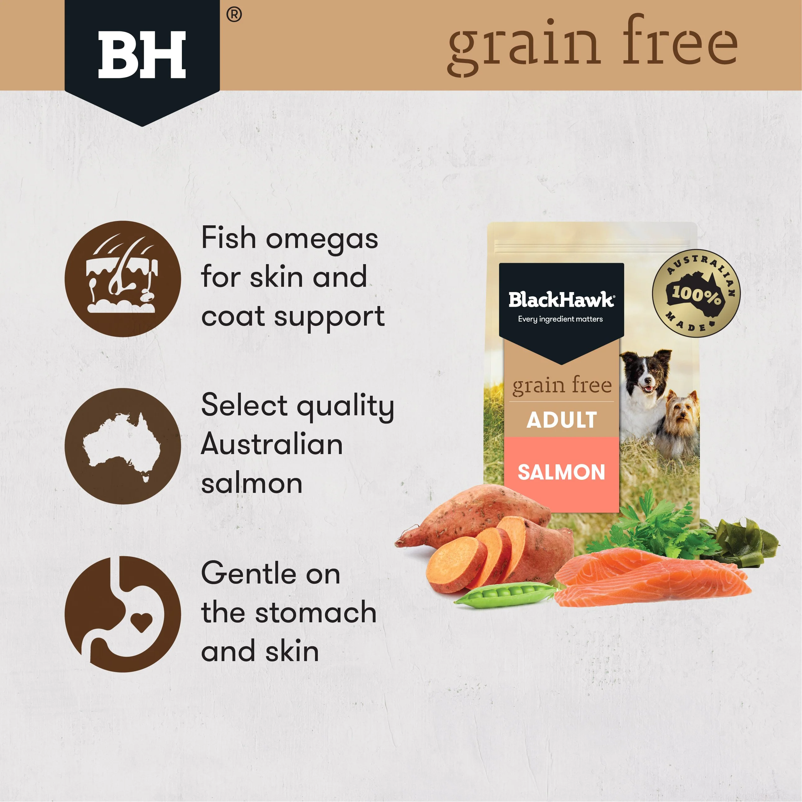 Black Hawk Grain Free Salmon Dry Dog Food 7kg - Image 2