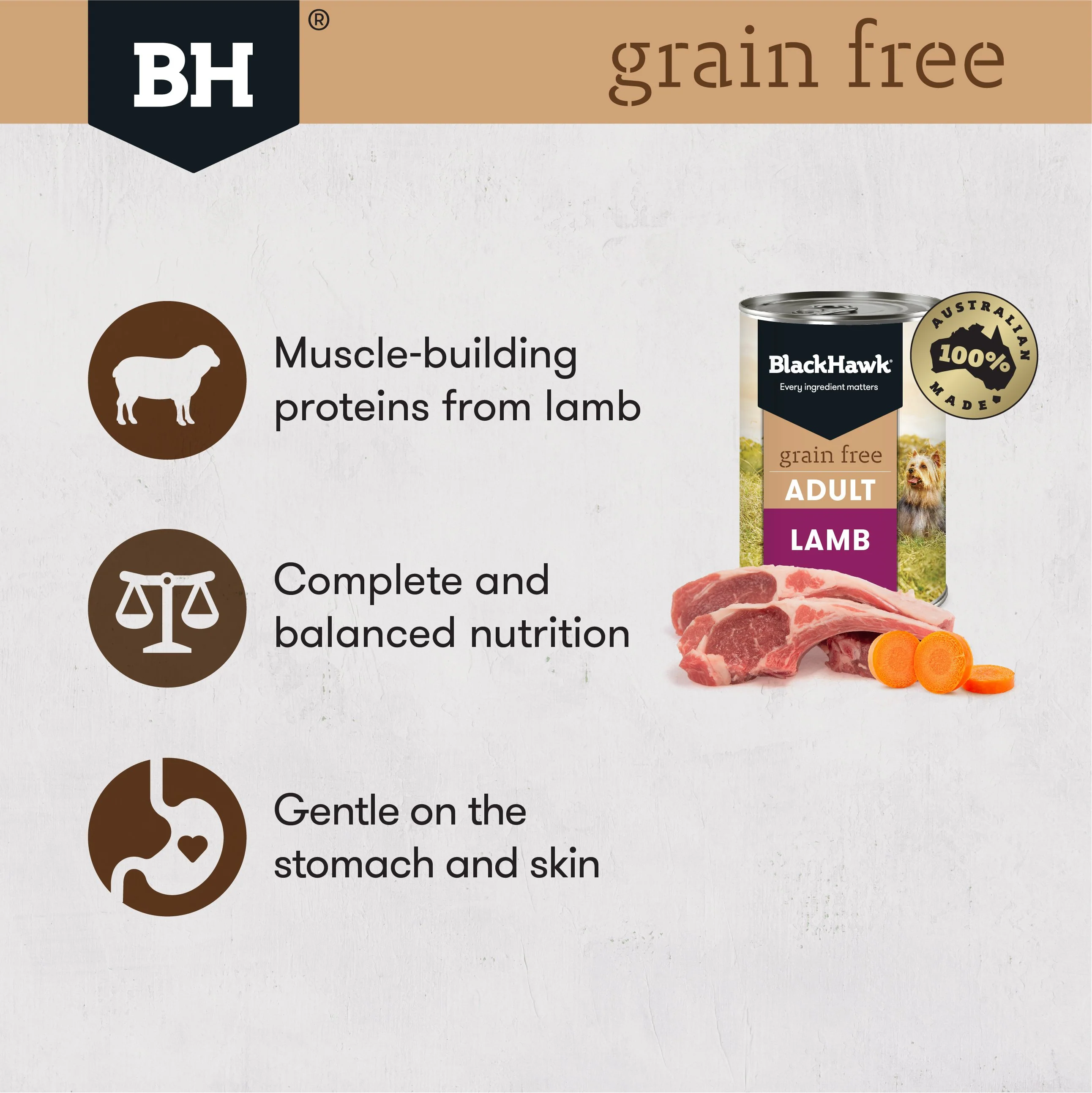Black Hawk Grain Free Lamb Wet Dog Food 400g - Image 3