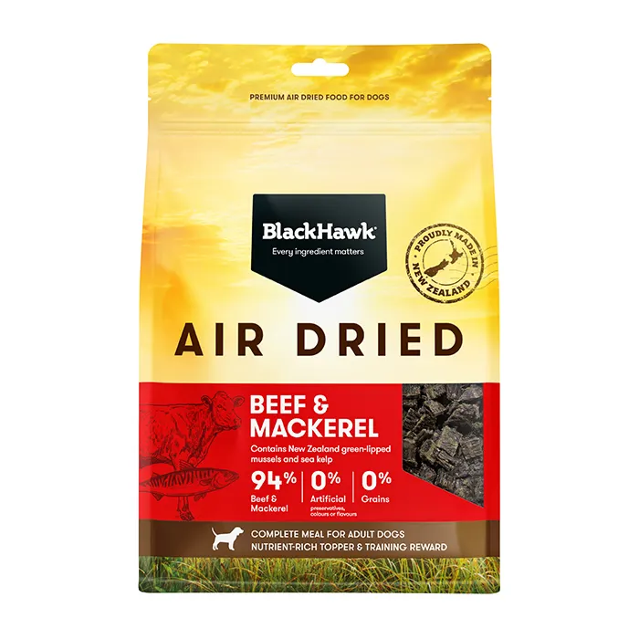 Black Hawk Air Dried Beef and Mackerel Dry Dog Food 450g