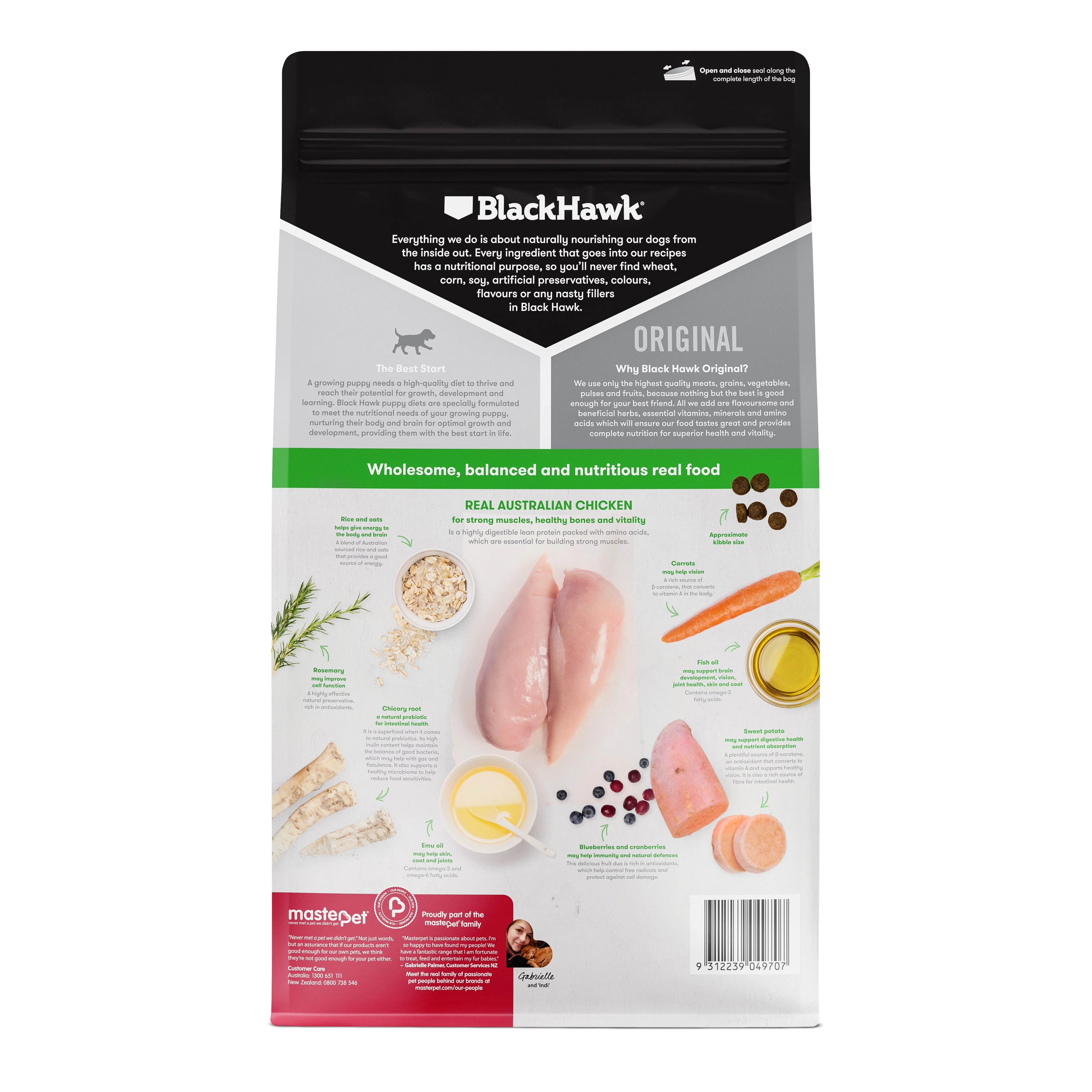 Black Hawk Chicken and Rice Small Breed Puppy Dry Dog Food 3kg - Image 2