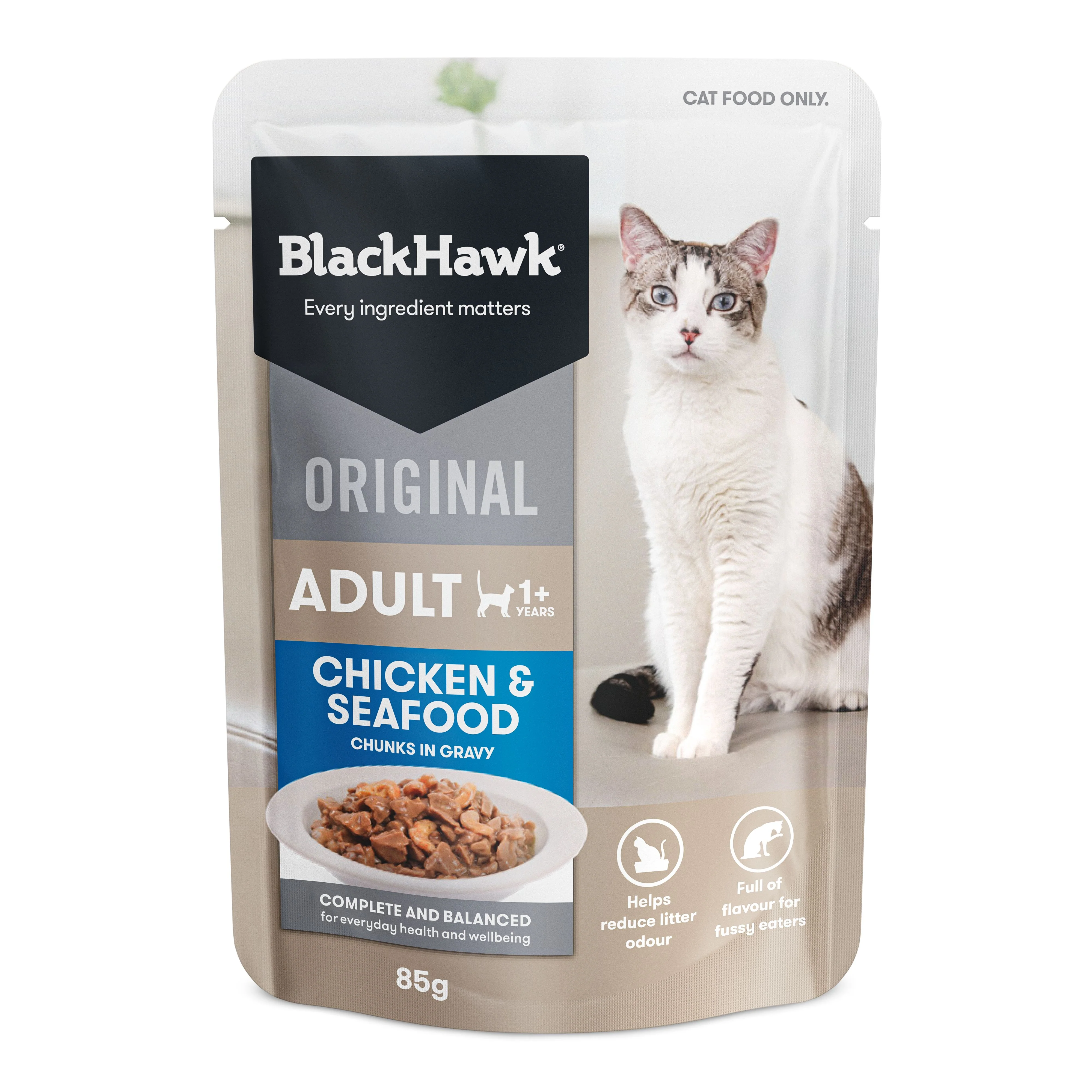 Black Hawk Chicken and Seafood in Gravy Cat Wet Food 85gx12 - Image 4