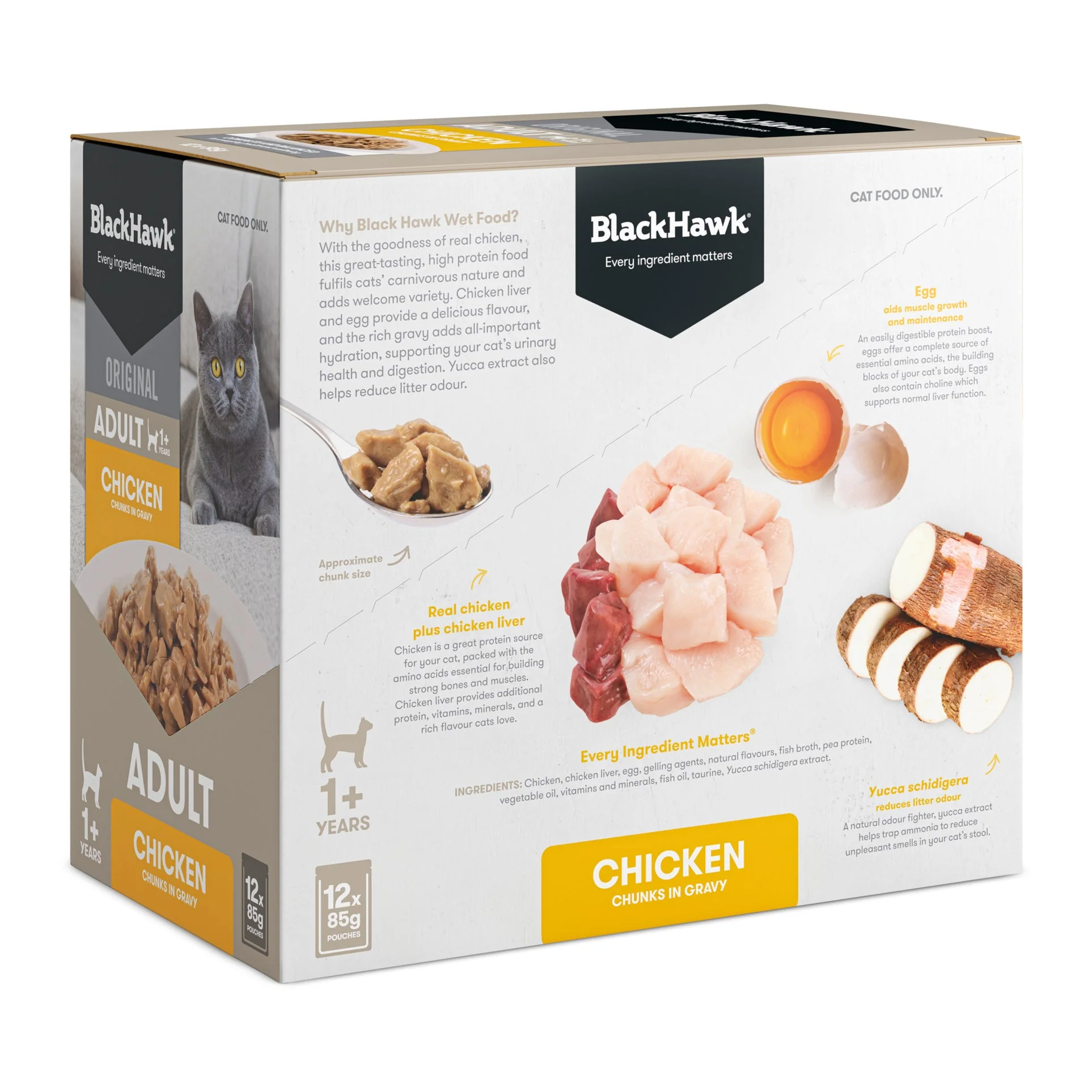Black Hawk Chicken in Gravy Cat Wet Food 85gx12 - Image 2