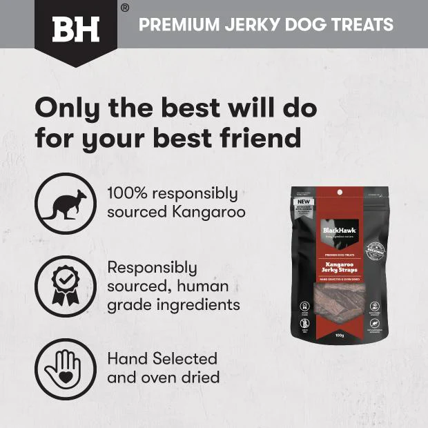 Black Hawk Dog Treats Kangaroo Jerky Straps 100g - Image 4