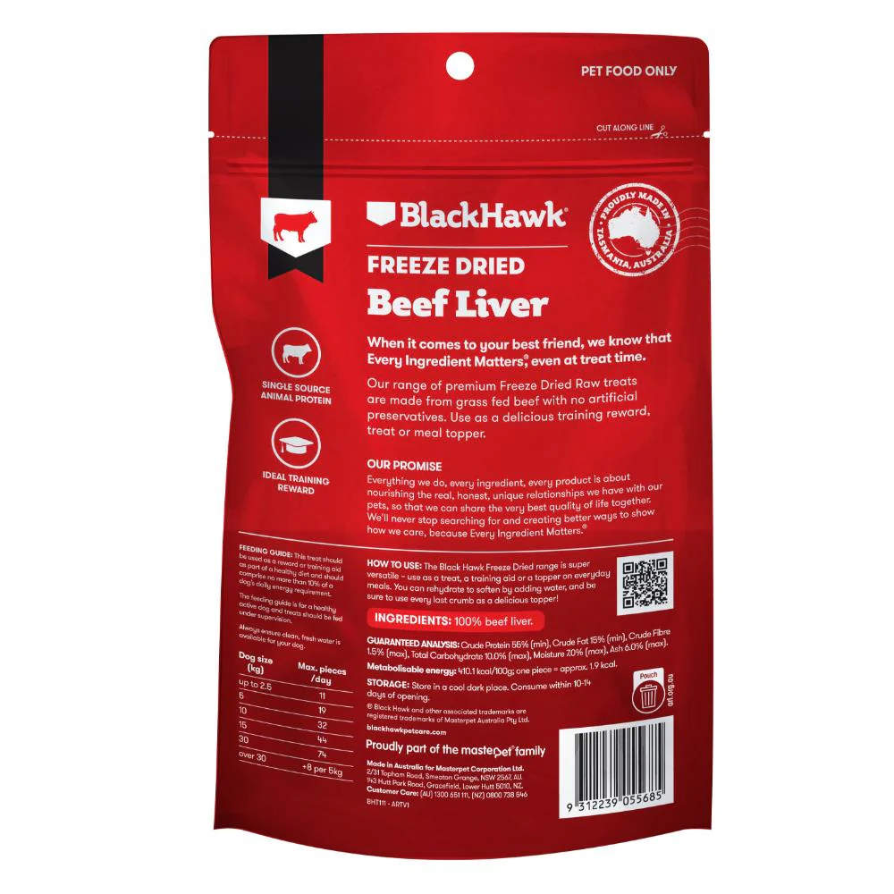Black Hawk Freeze Dried Beef Liver Dog Treats 50g - Image 2