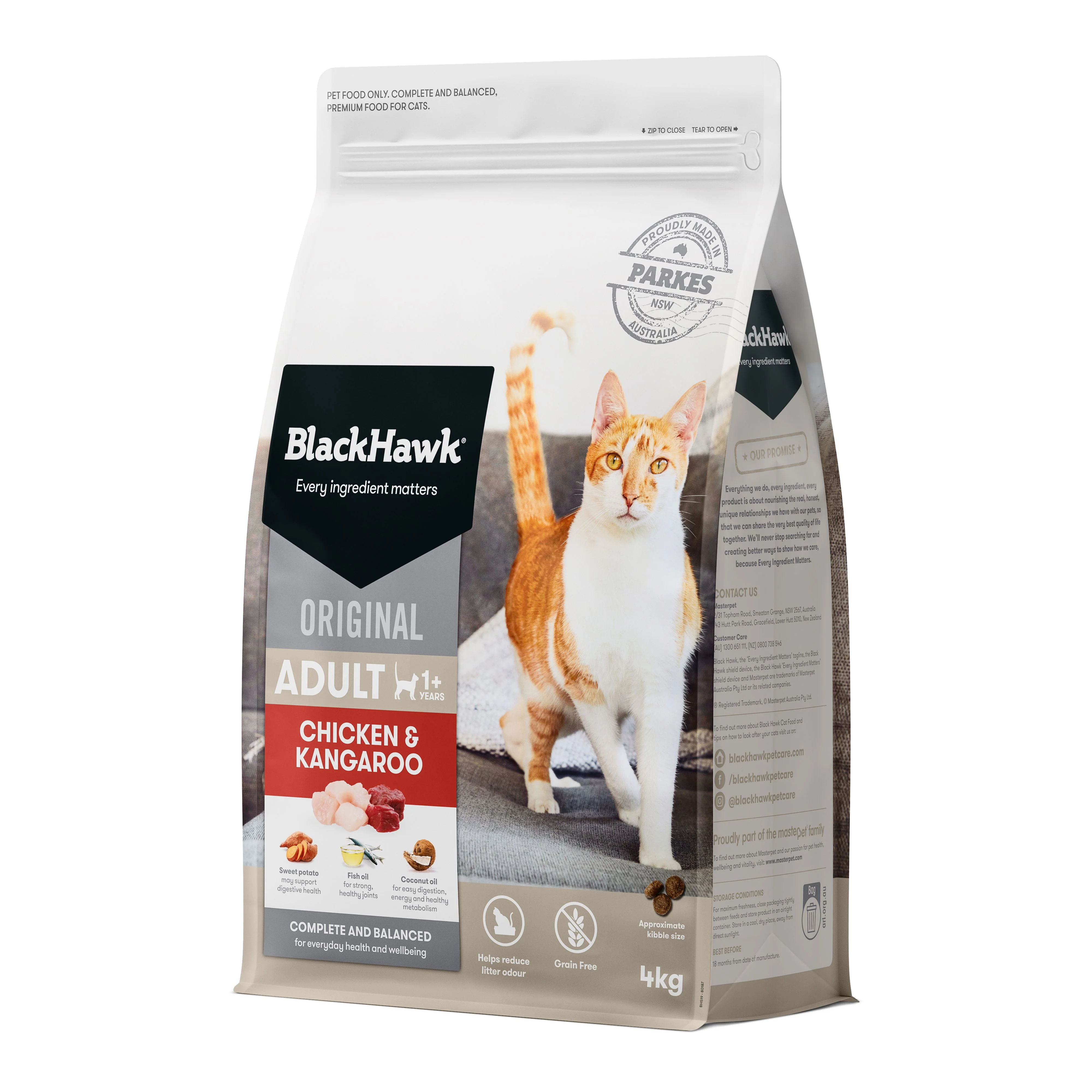 Black Hawk Grain Free Chicken and Kangaroo Cat Dry Food 4kg - Image 3
