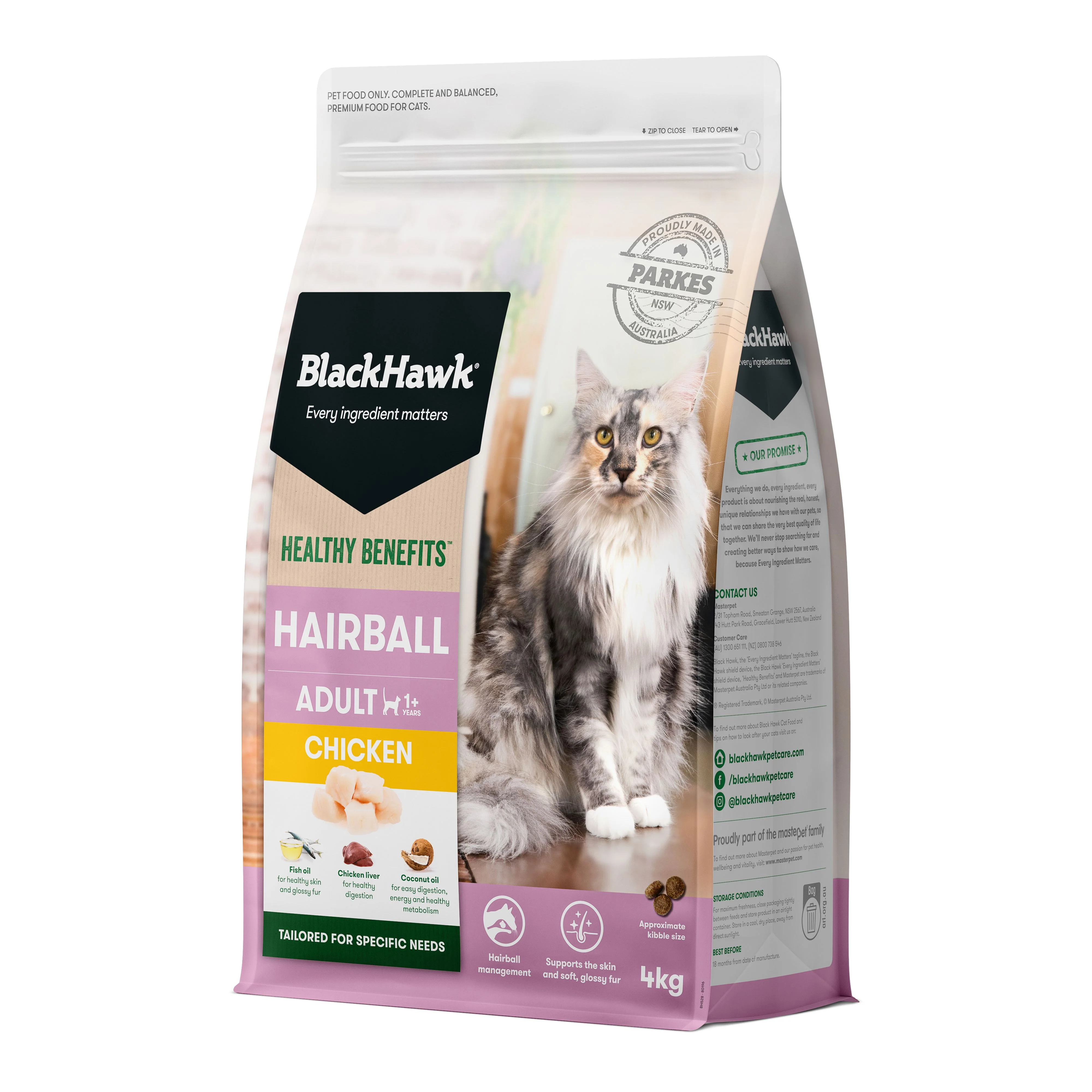 Black Hawk Healthy Benefits Hairball Chicken Cat Dry Food 4kg - Image 3