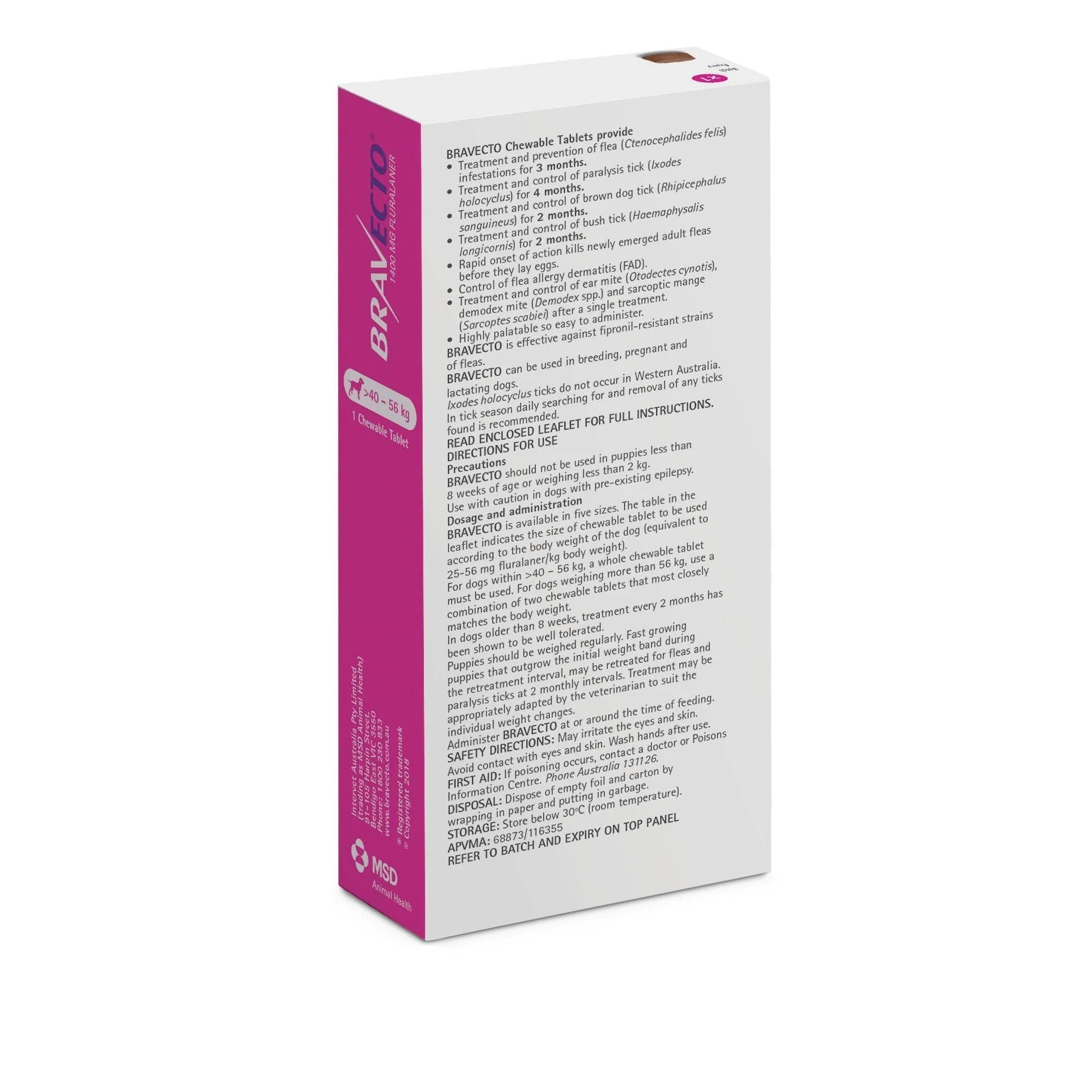 Bravecto Flea and Tick Chew for Extra Large Dogs 40kg-56kg Purple - Image 3