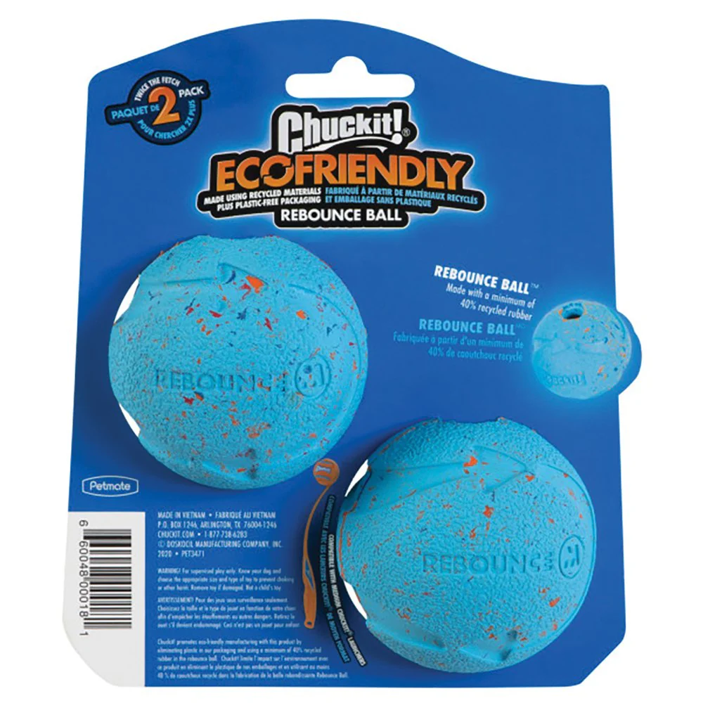 Chuckit Rebounce Recycled Rubber Ball Medium Dog Toy 2 Pack - Image 4
