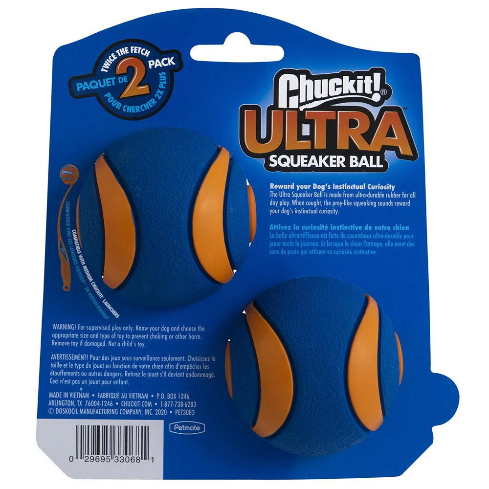Chuckit Ultra Squeaker Ball Medium Dog Toy 2 Pack - Image 3