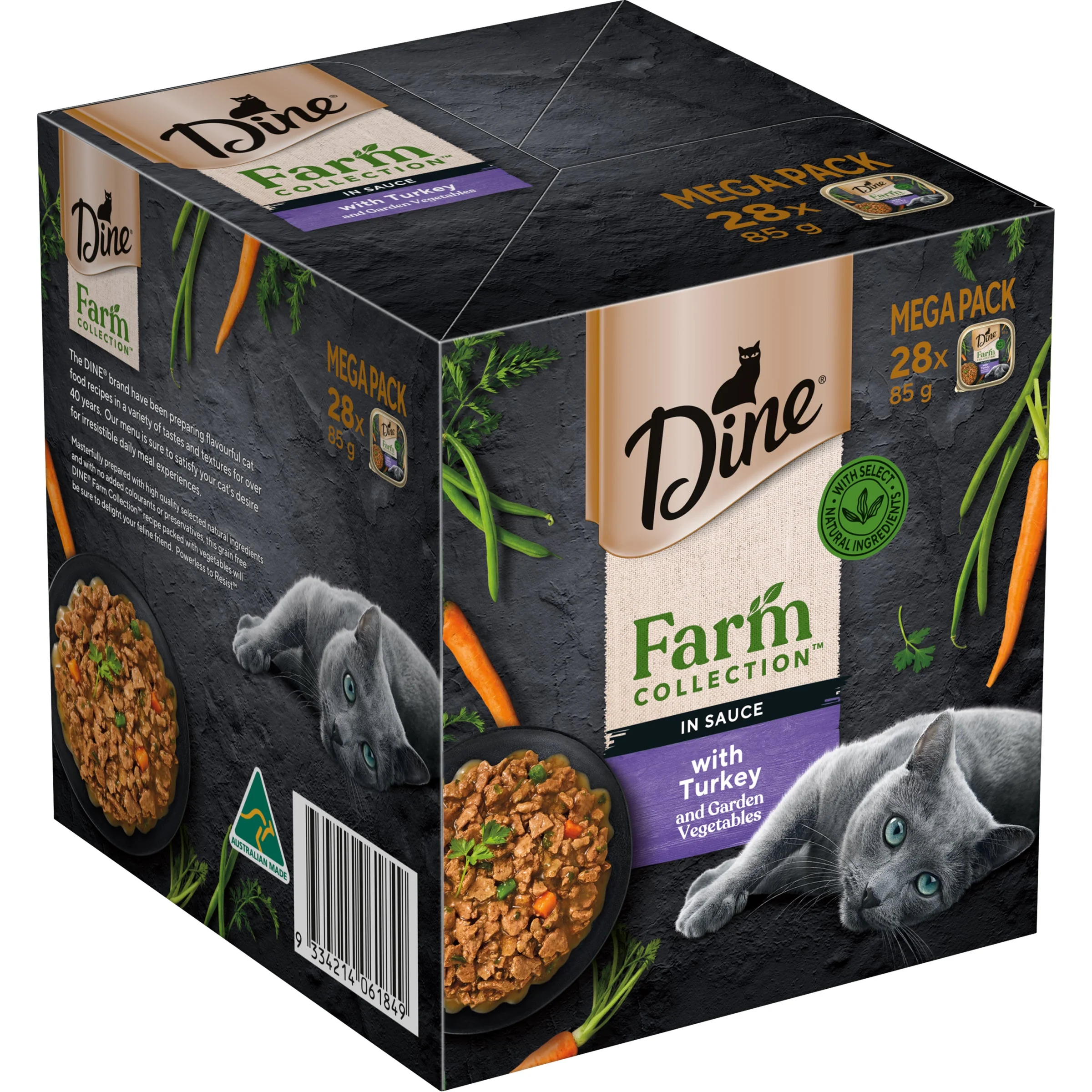 Dine Farm Collection Turkey and Garden Vegetables Adult Cat Wet Food 85g x 28 - Image 4