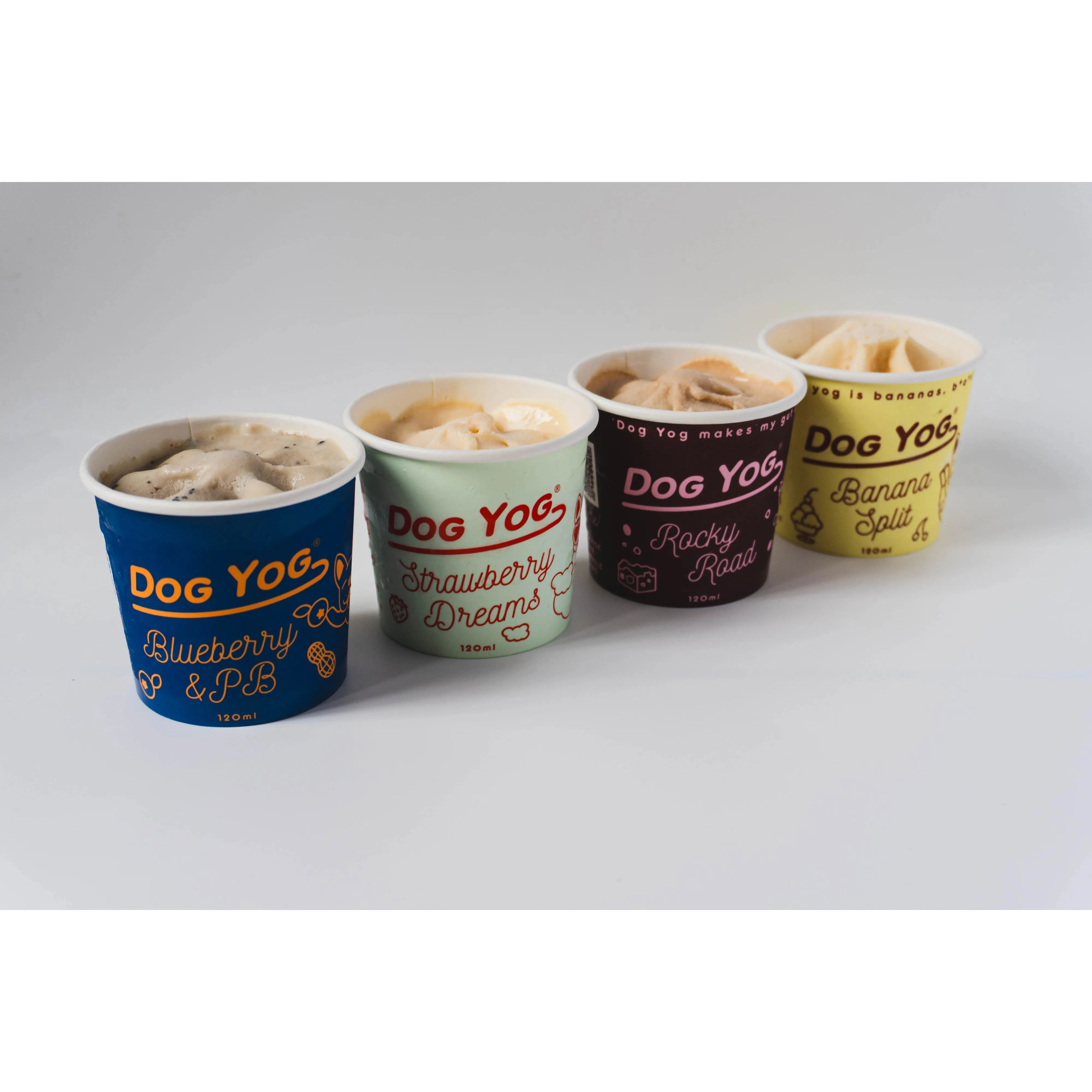 Dog Yog Frozen Dog Ice Cream Freezer Friendly 120ml Four Pack includes Blueberry Collagen, Strawberry Dreams, Rocky Road and Banana Split Flavours - Image 3