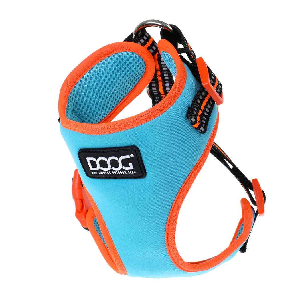 DOOG Neoflex Neoprene Beethoven Neon Blue and Orange Dog Harness Extra Small - Image 2