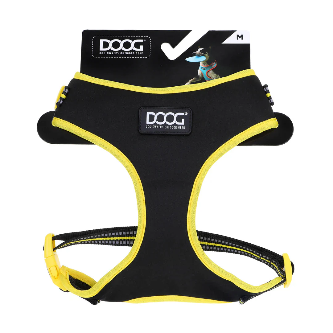 DOOG Neoflex Neoprene Bolt Neon Black and Yellow Dog Harness Small