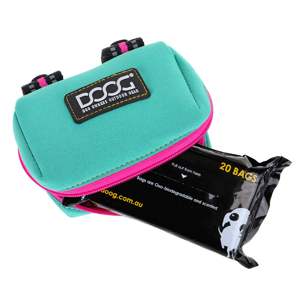 DOOG Walkie Pouch Neon Rin Tin Tin Teal and Pink Neoprene Poo Bag Holder - Image 3