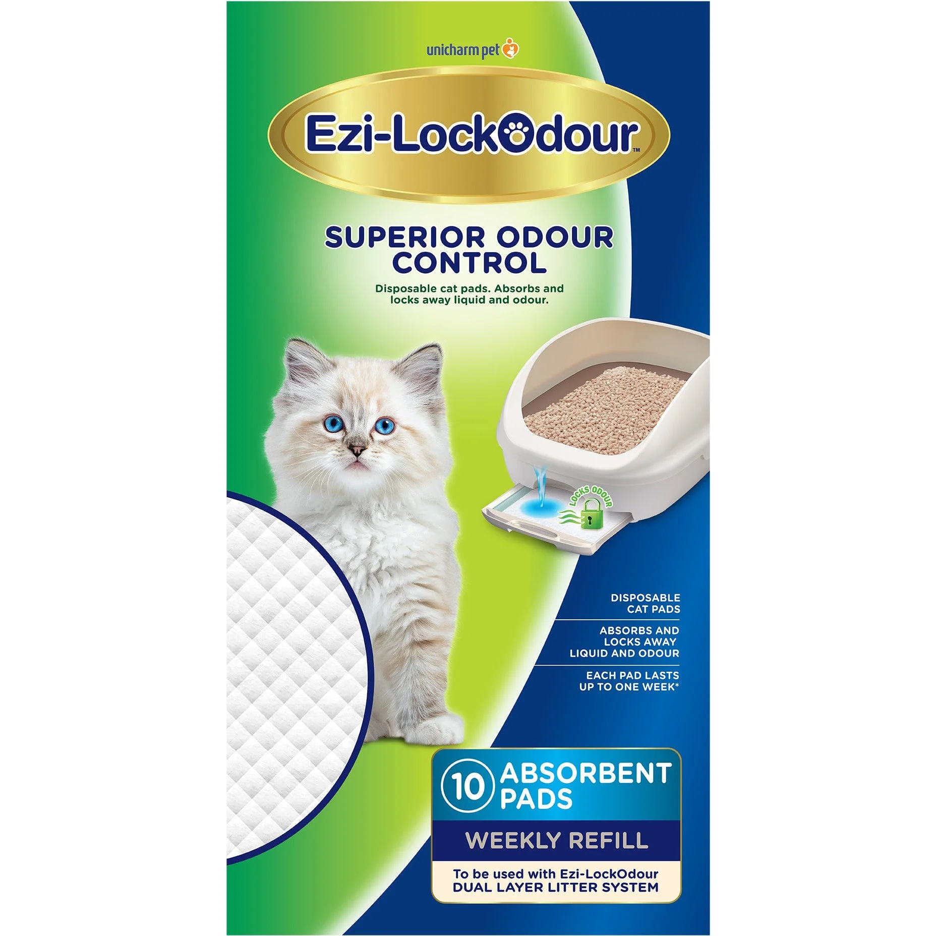Ezi-LockOdour Dual Layer Cat Litter System Absorbent Cat Pads 10pk