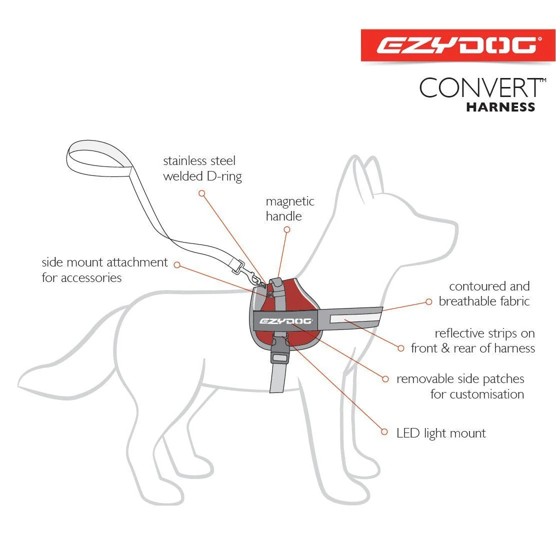 Ezydog Convert Dog Harness Charcoal Extra Extra Large - Image 3