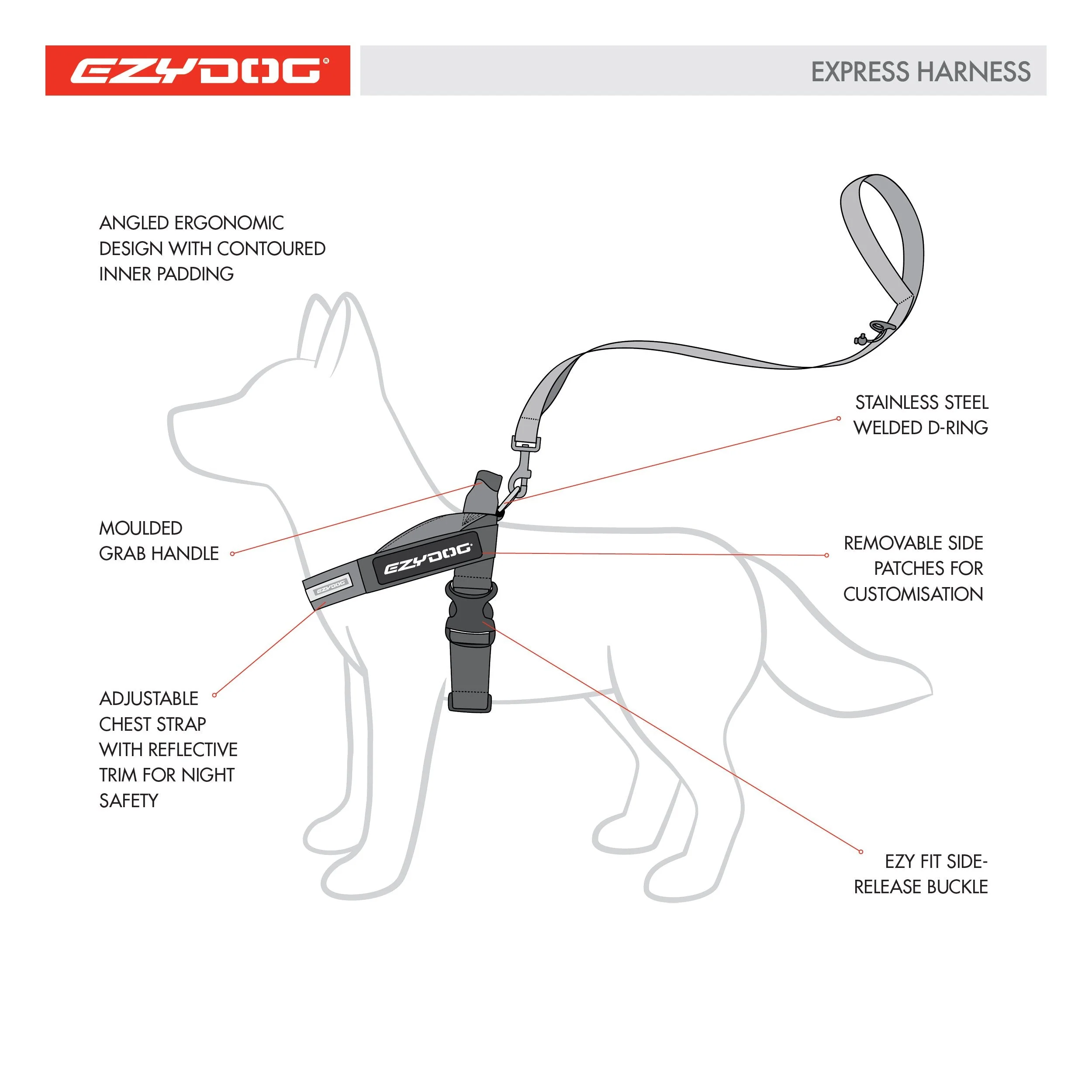 EzyDog Express Red Dog Harness Small - Image 7