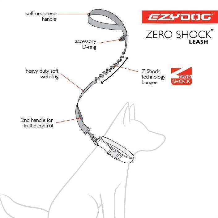 EzyDog Zero Shock Dog Lead Blue Denim Large 48inch - Image 6