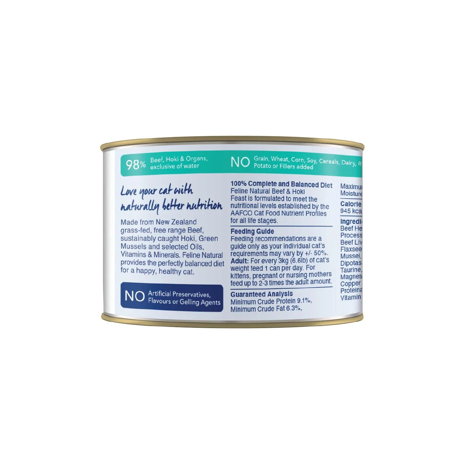 Feline Natural Beef and Hoki Feast Wet Cat Food 170g x 12 - Image 2