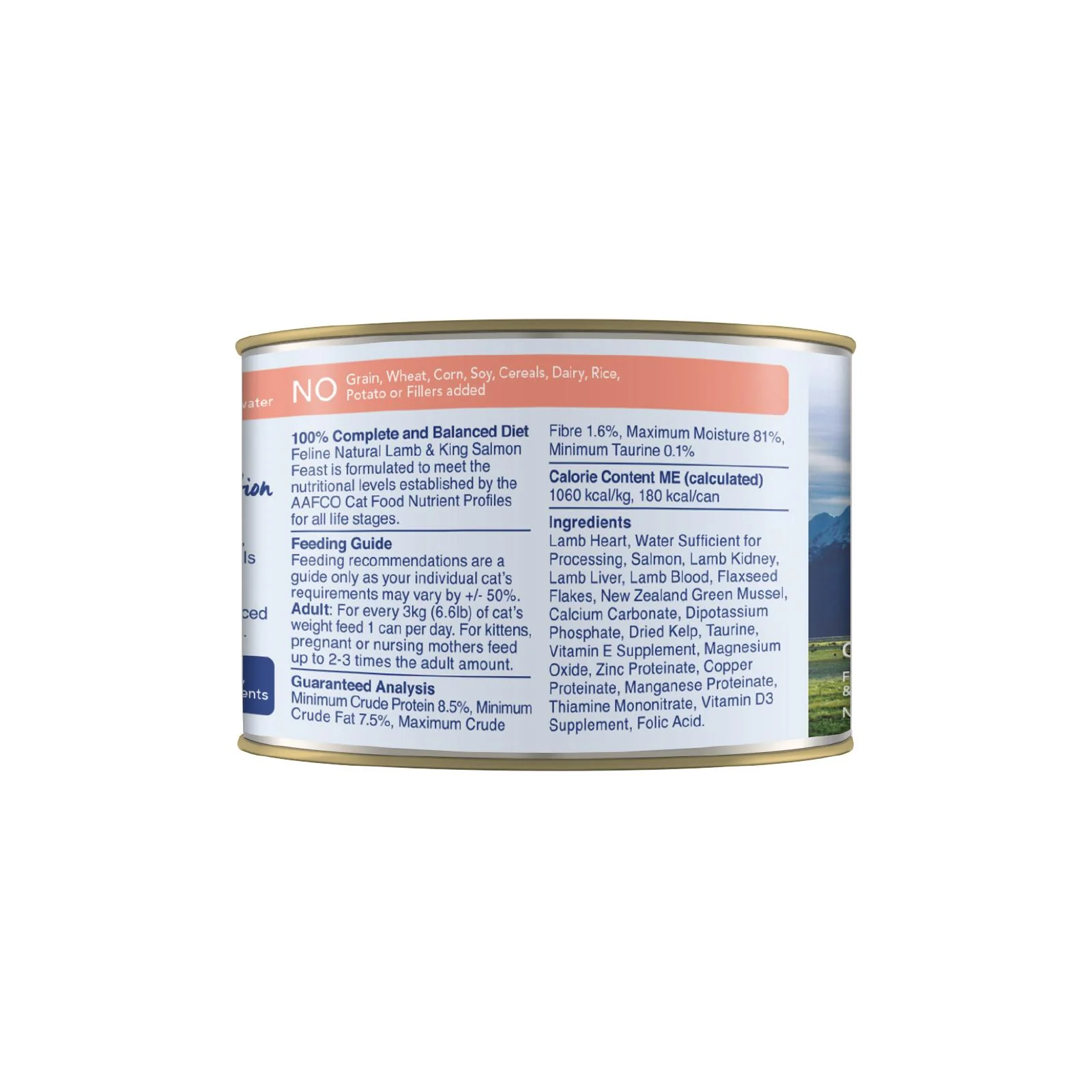 Feline Natural Lamb and Salmon Feast Wet Cat Food 170g - Image 3