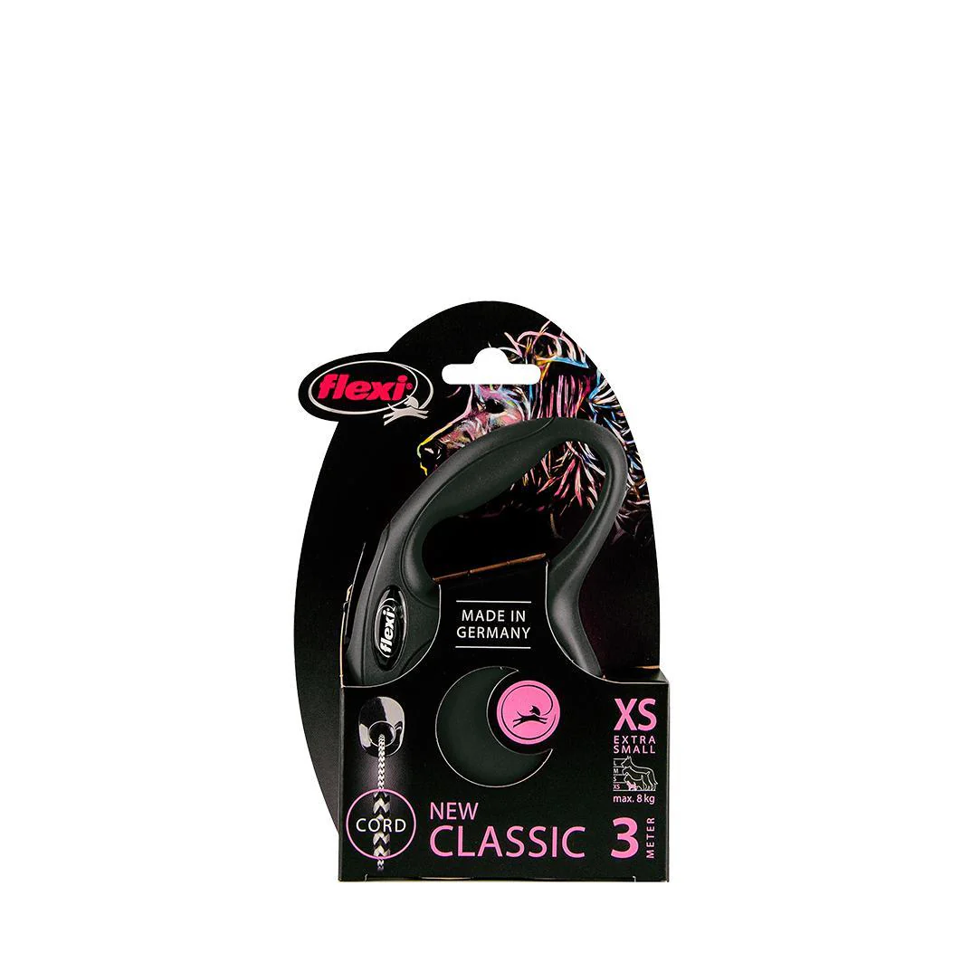 Flexi Classic Cord Retractable Dog Lead Black Extra Small 3m - Image 2