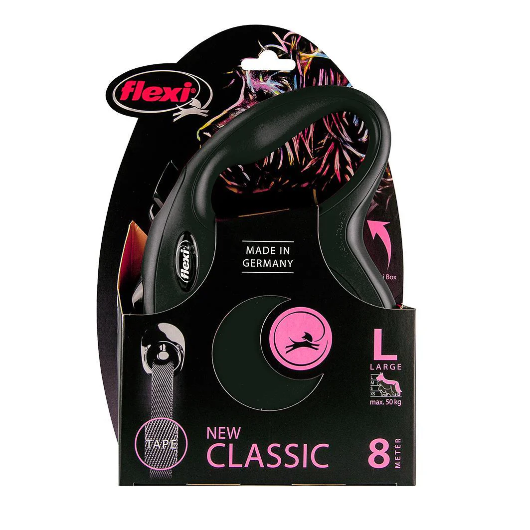 Flexi Classic Tape Retractable Dog Lead Black Large 8m - Image 2