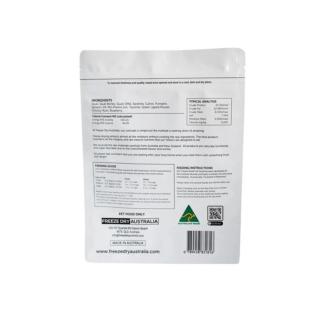 Freeze Dry Australia Freeze Dried Natural Raw Cat Food Quail 25g - Image 3