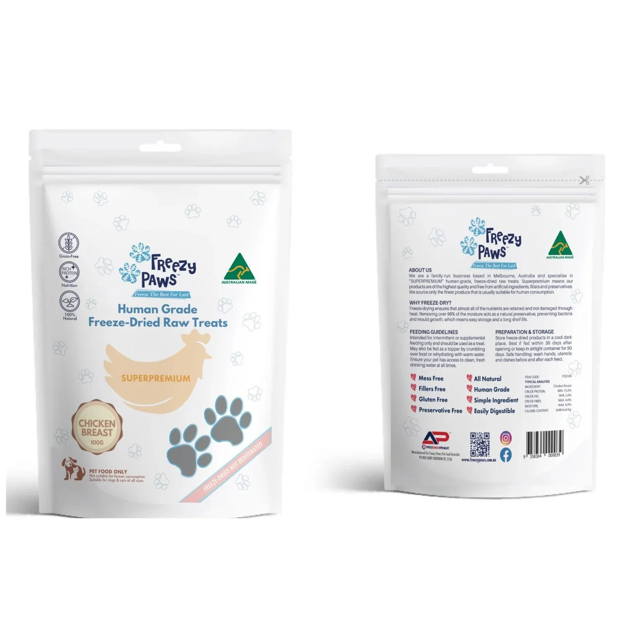 Freezy Paws Freeze Dried Chicken Breast Dog and Cat Treats 100g - Image 3