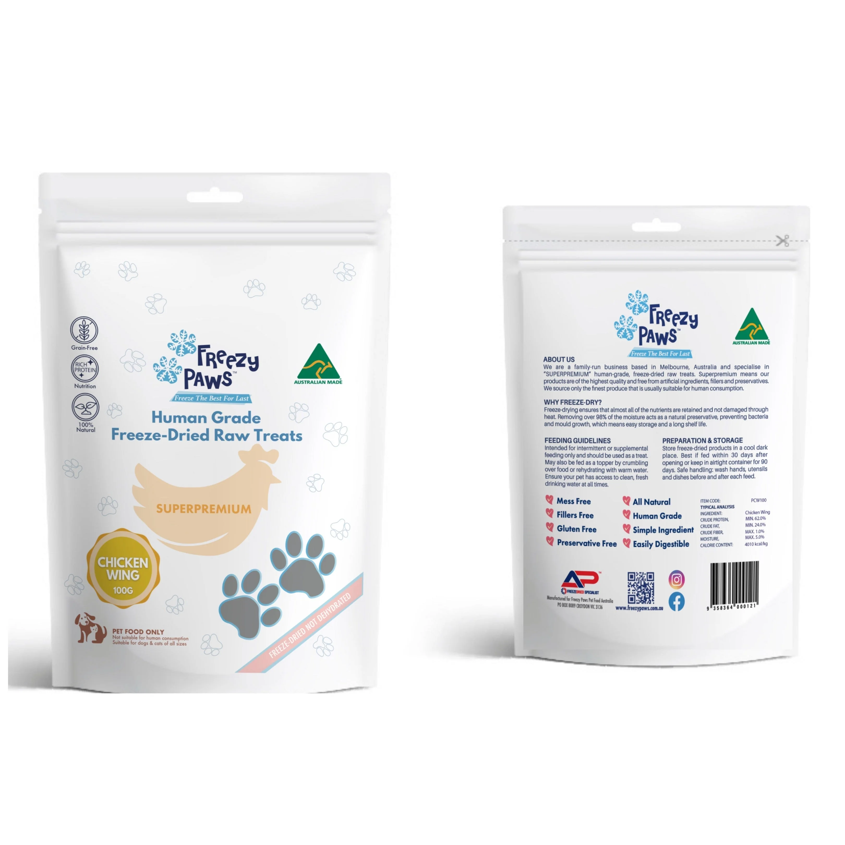 Freezy Paws Freeze Dried Chicken Wings Dog and Cat Treats 100g - Image 3