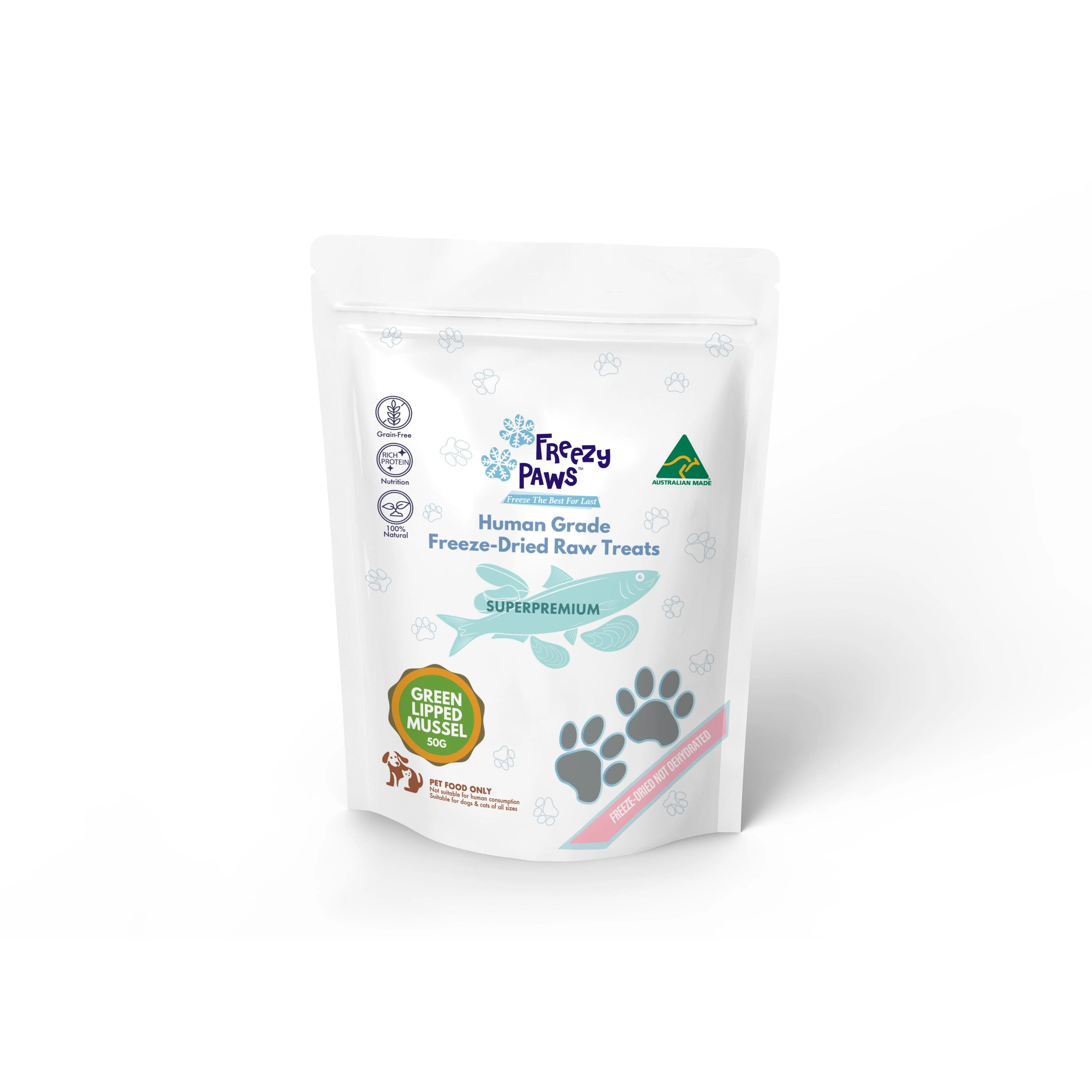 Freezy Paws Freeze Dried New Zealand Green Lipped Mussels Dog and Cat Treats 50g