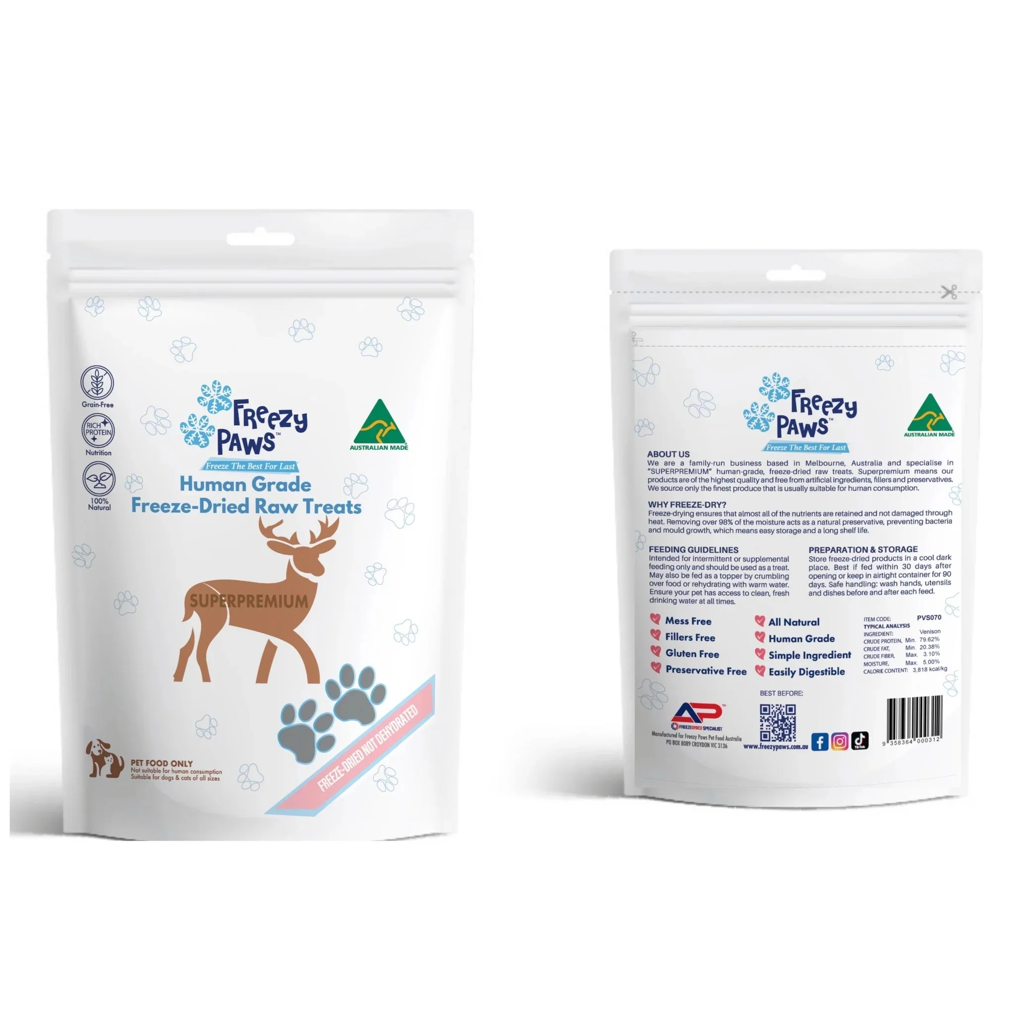Freezy Paws Freeze Dried Venison Steak Dog and Cat Treats 70g - Image 3