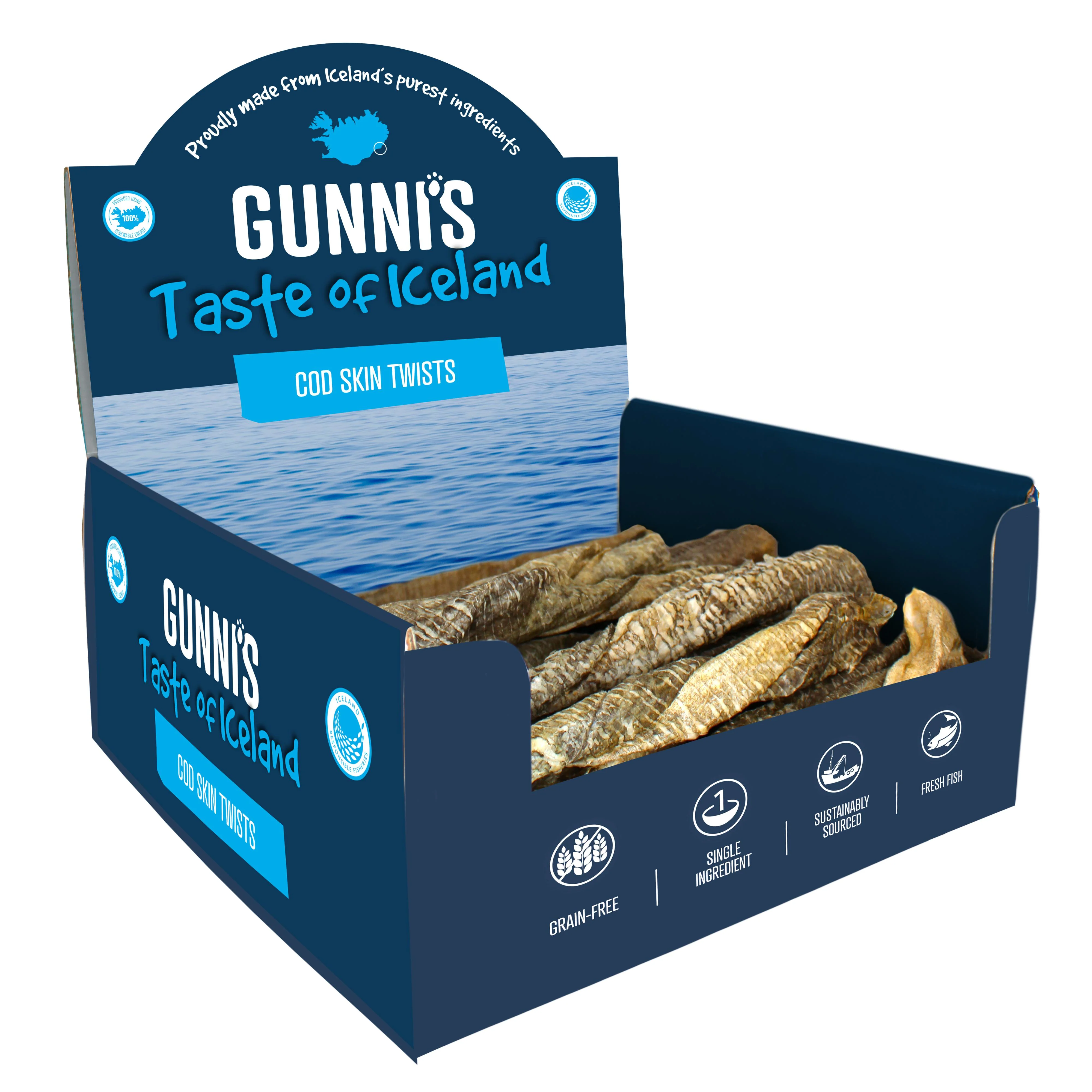 Gunnis Taste of Iceland Cod Skin Twists 8 Inch Dog Treats 1 Pack - Image 2