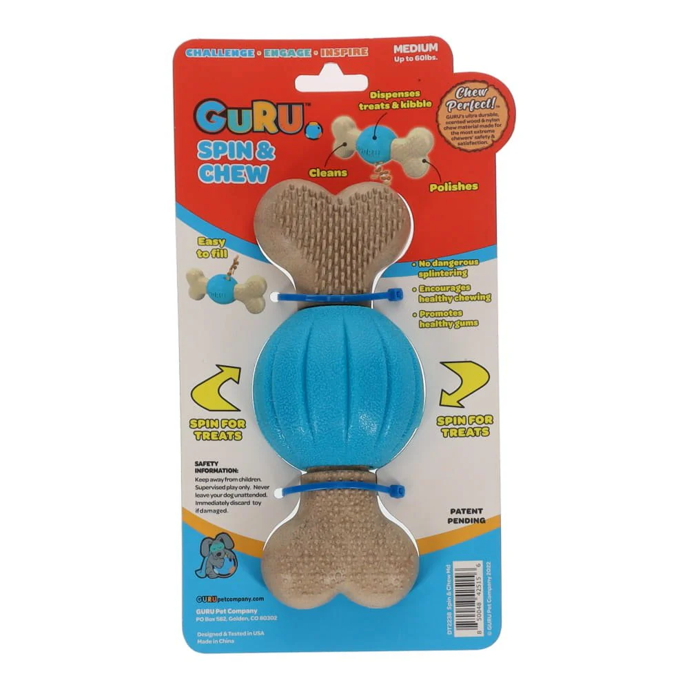 GURU Spin and Chew Treat Chew Bacon Scented Dog Enrichment Toy Medium - Image 4