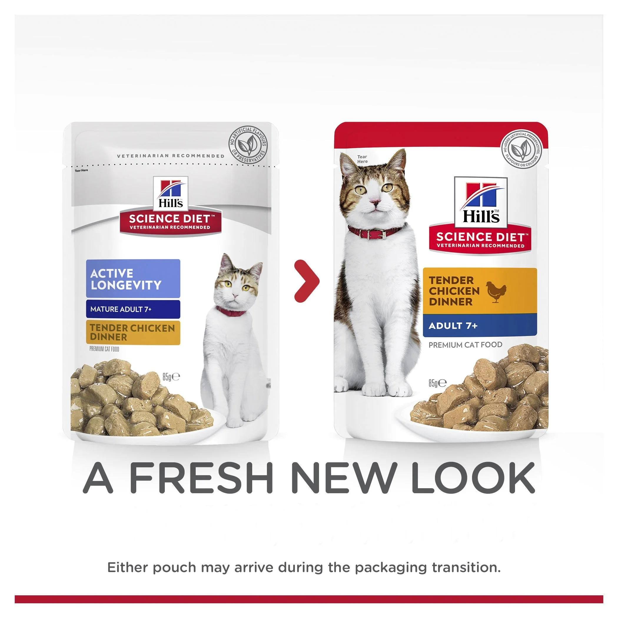 Hills Science Diet Adult 7+ Active Longevity Mature Chicken Cat Food Pouches 85g - Image 3