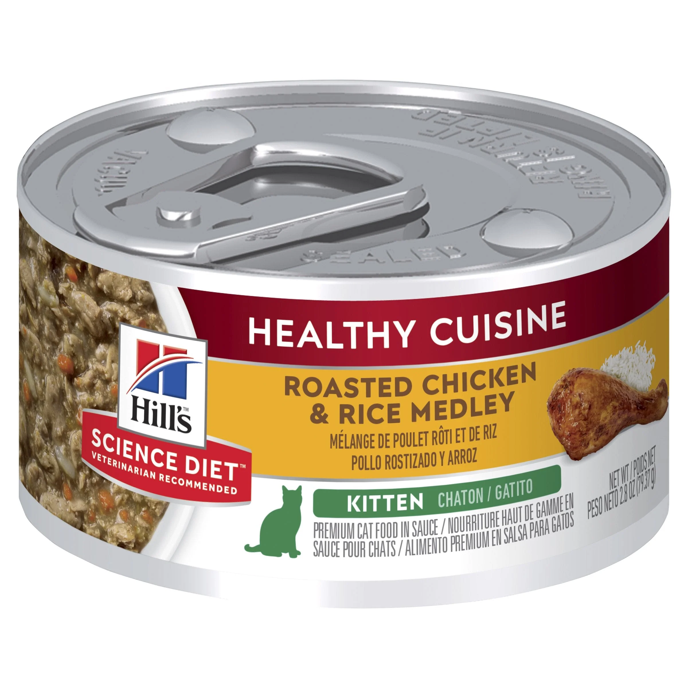 Hills Science Diet Kitten Healthy Cuisine Chicken and Rice Medley Canned Cat Food 79g x 24 - Image 2