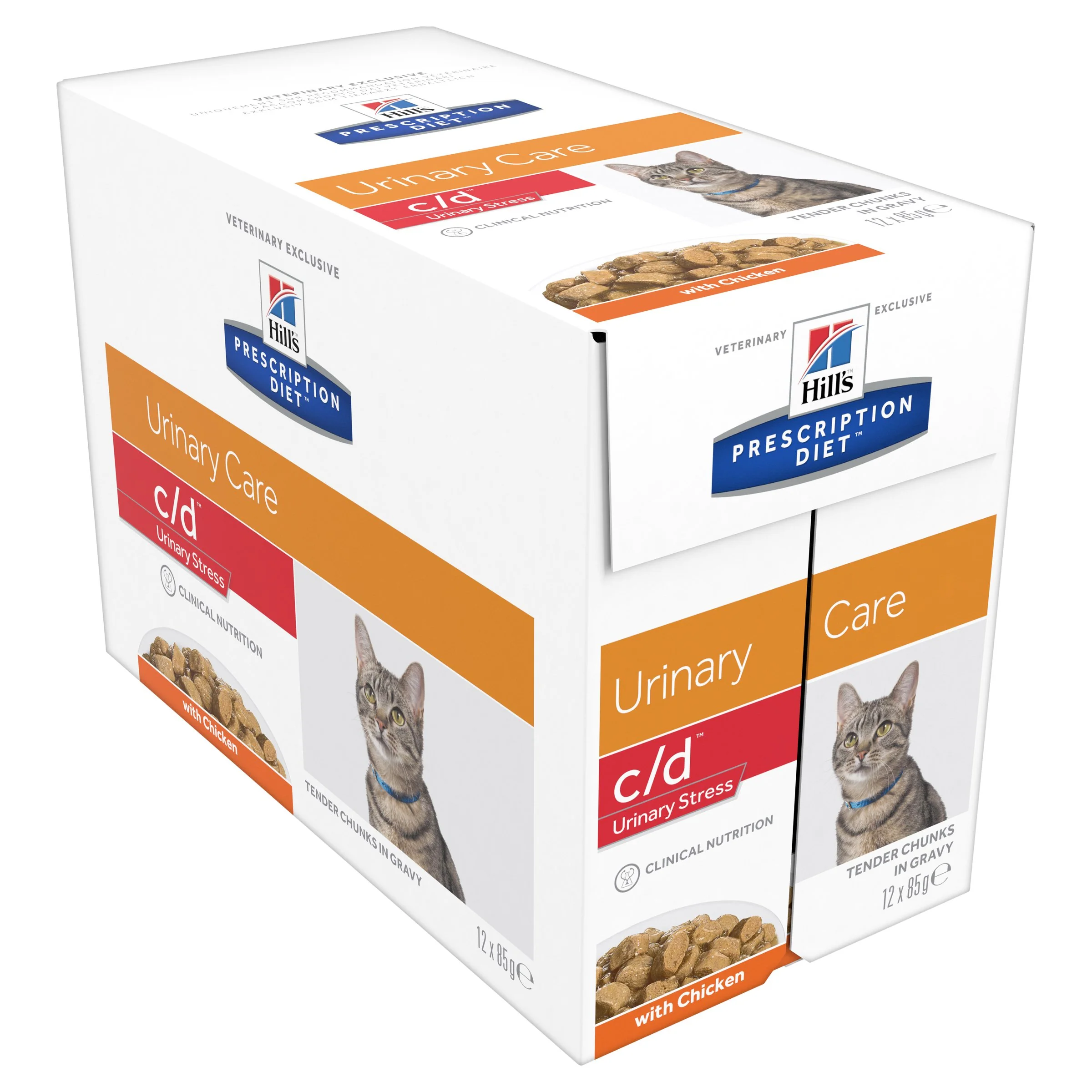 Hills Prescription Diet Cat c/d Multicare Urinary Stress Chicken Wet Food Pouches 85g x 12 - Image 4