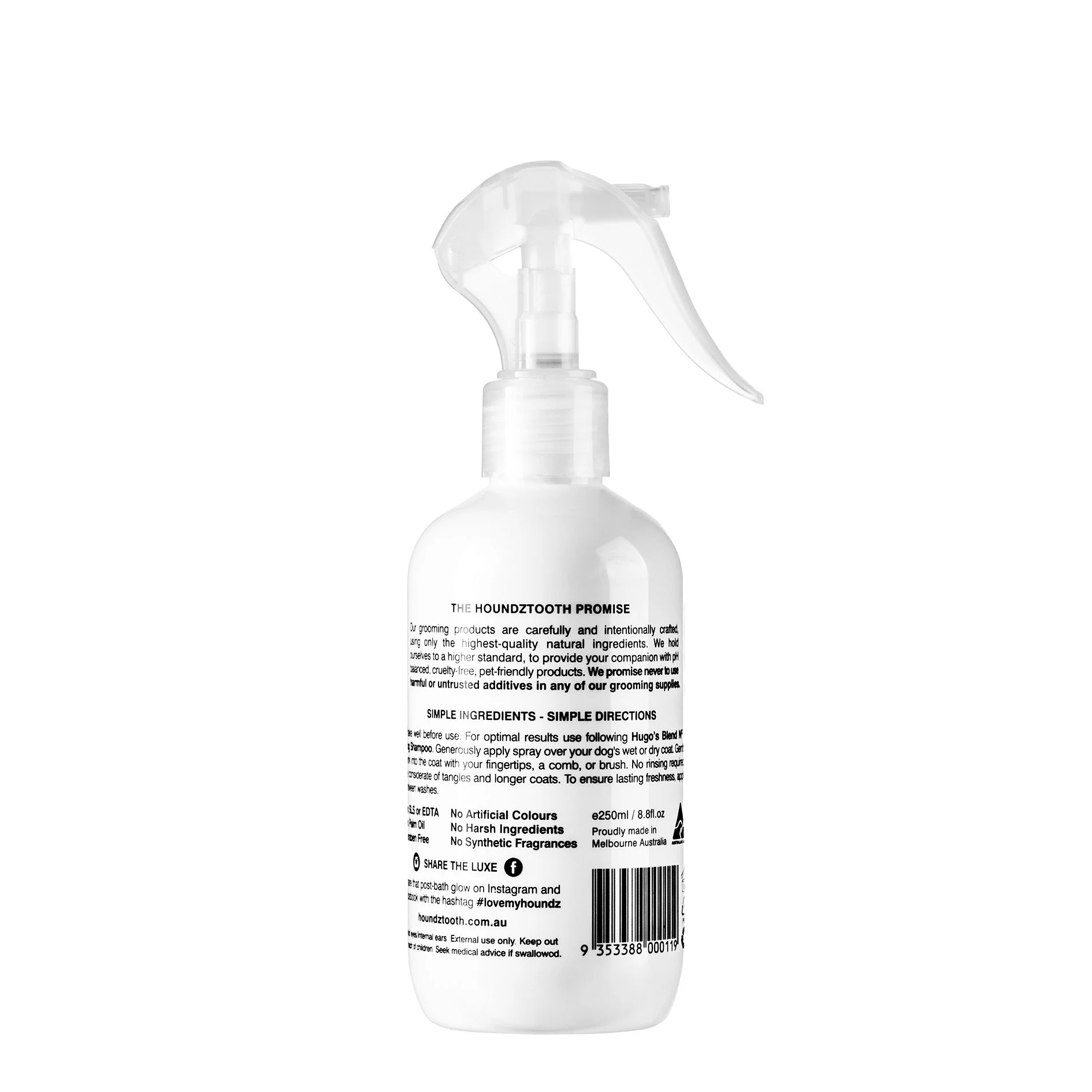 Houndztooth Hugos Blend No.1 Goat Milk Conditioning and Deodoriser Spray 250ml - Image 2