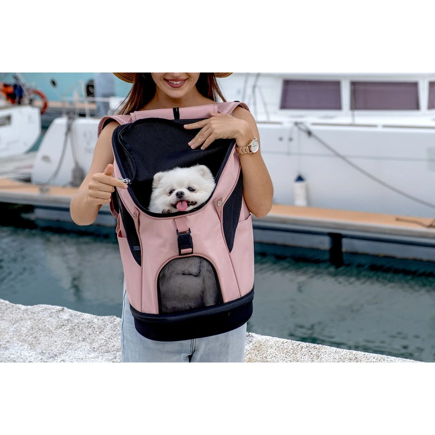 Ibiyaya Ultralight Pro Coral Pink Backpack Pet Carrier - Image 9