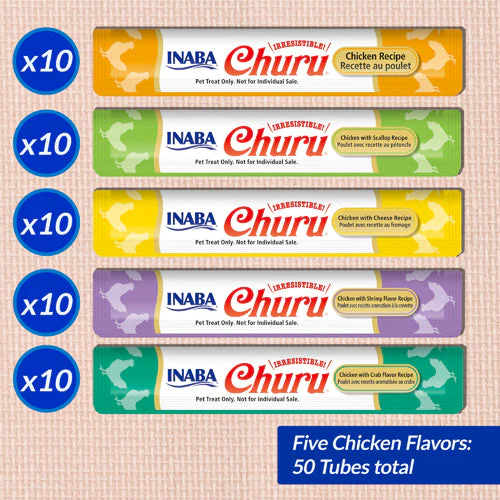 Inaba Churu Puree Chicken Variety Pack Cat Treats 14g x 50 - Image 2