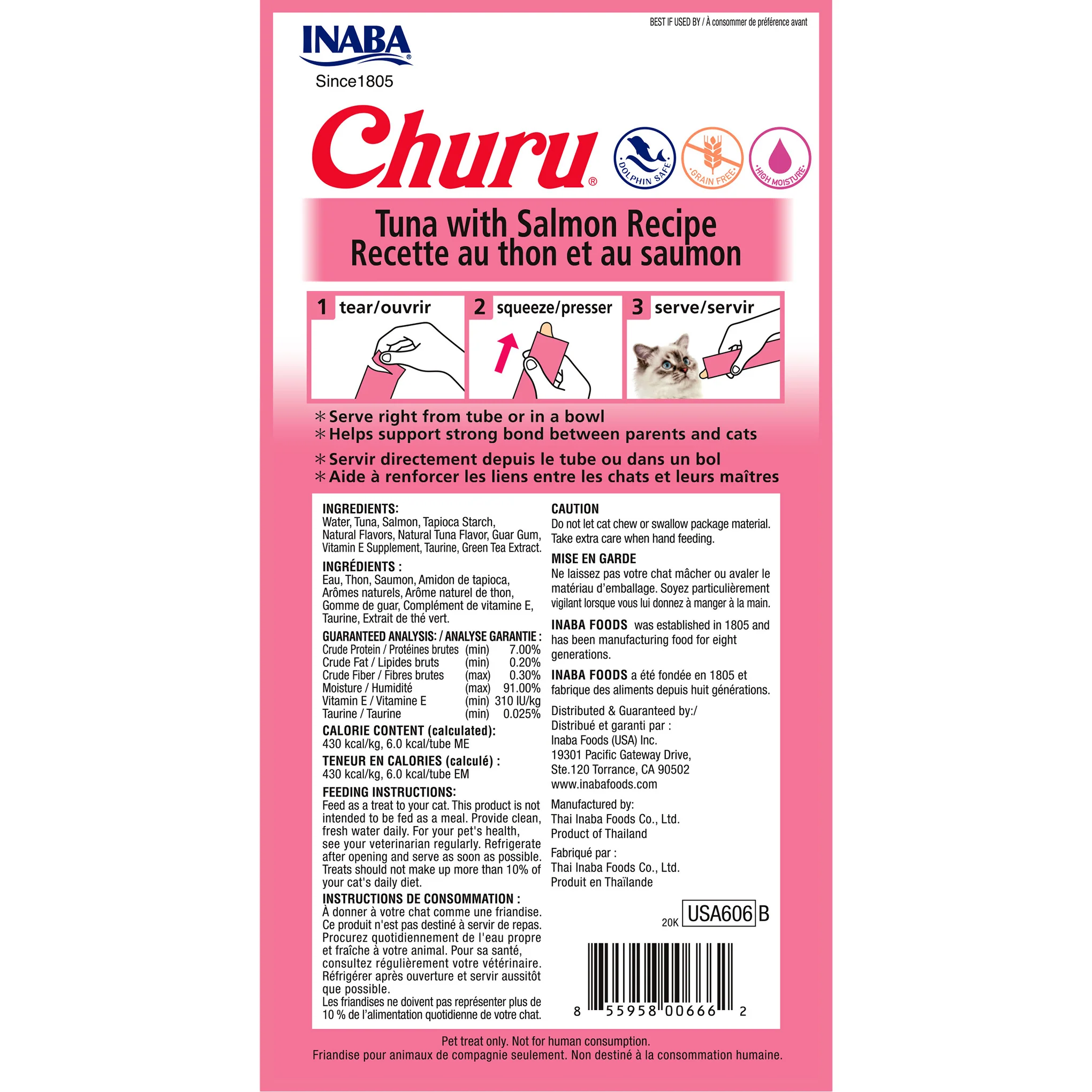 Inaba Churu Puree Tuna with Salmon Cat Treats 56g - Image 2